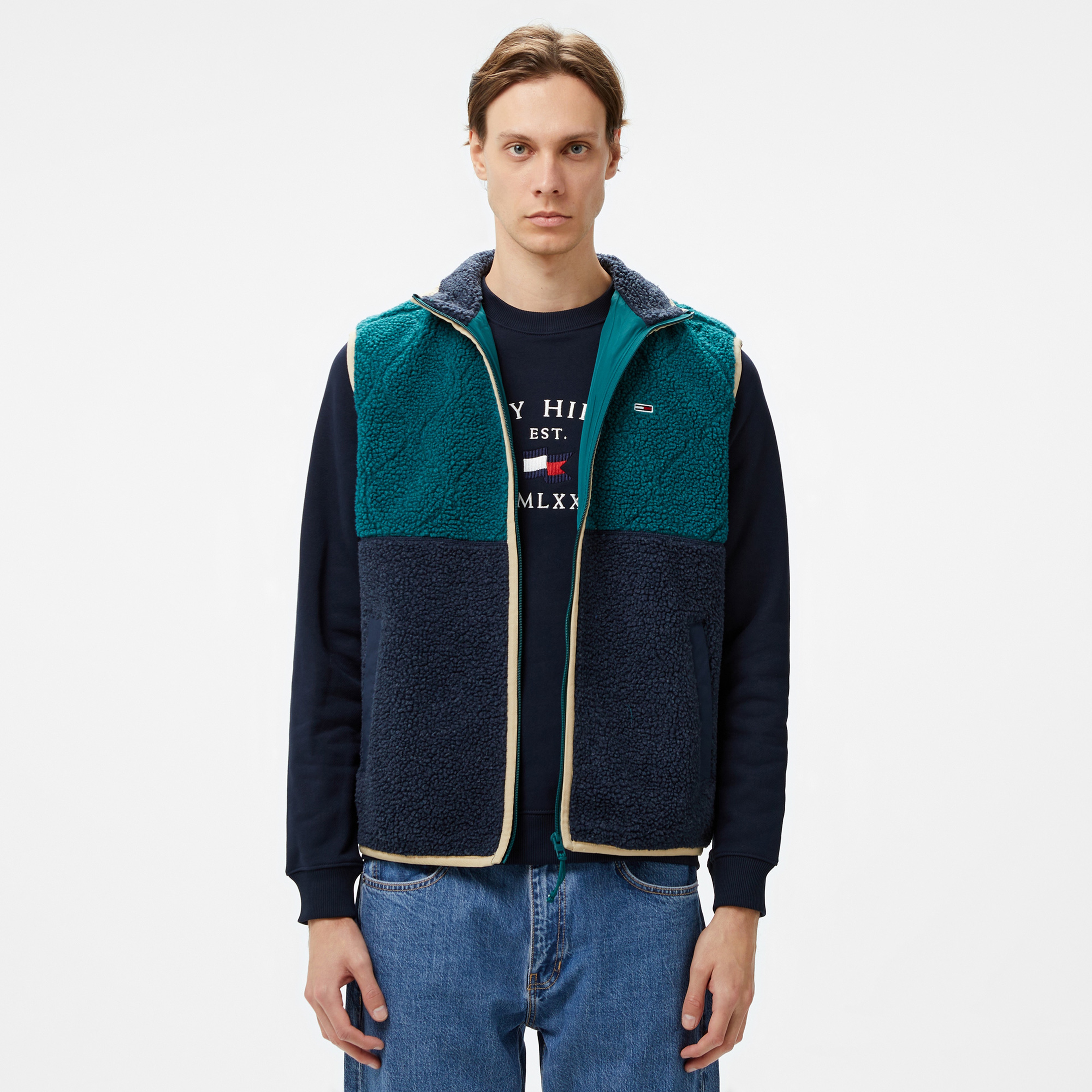 Tommy Hilfiger Jeans Teddy Essential Vest Erkek Lacivert Yelek