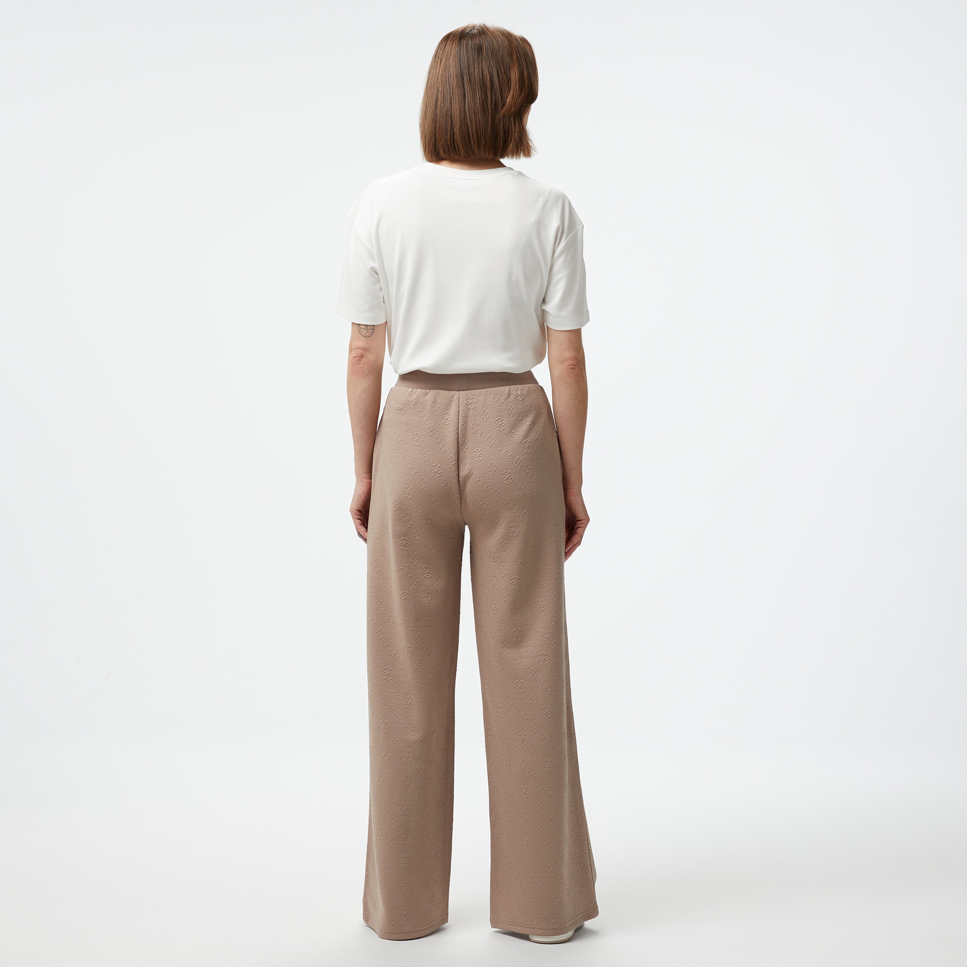 Guess Peony Logo Straight Jacquard Kadın Gri Eşofman Altı