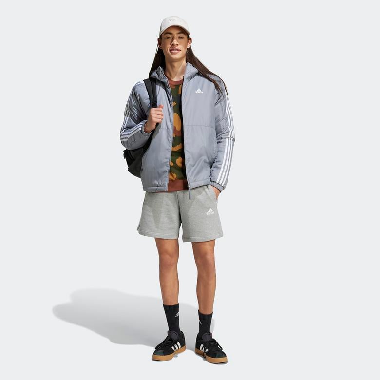 adidas Sportswear Essentials 3 Striped Insulated Kadın Gri Mont