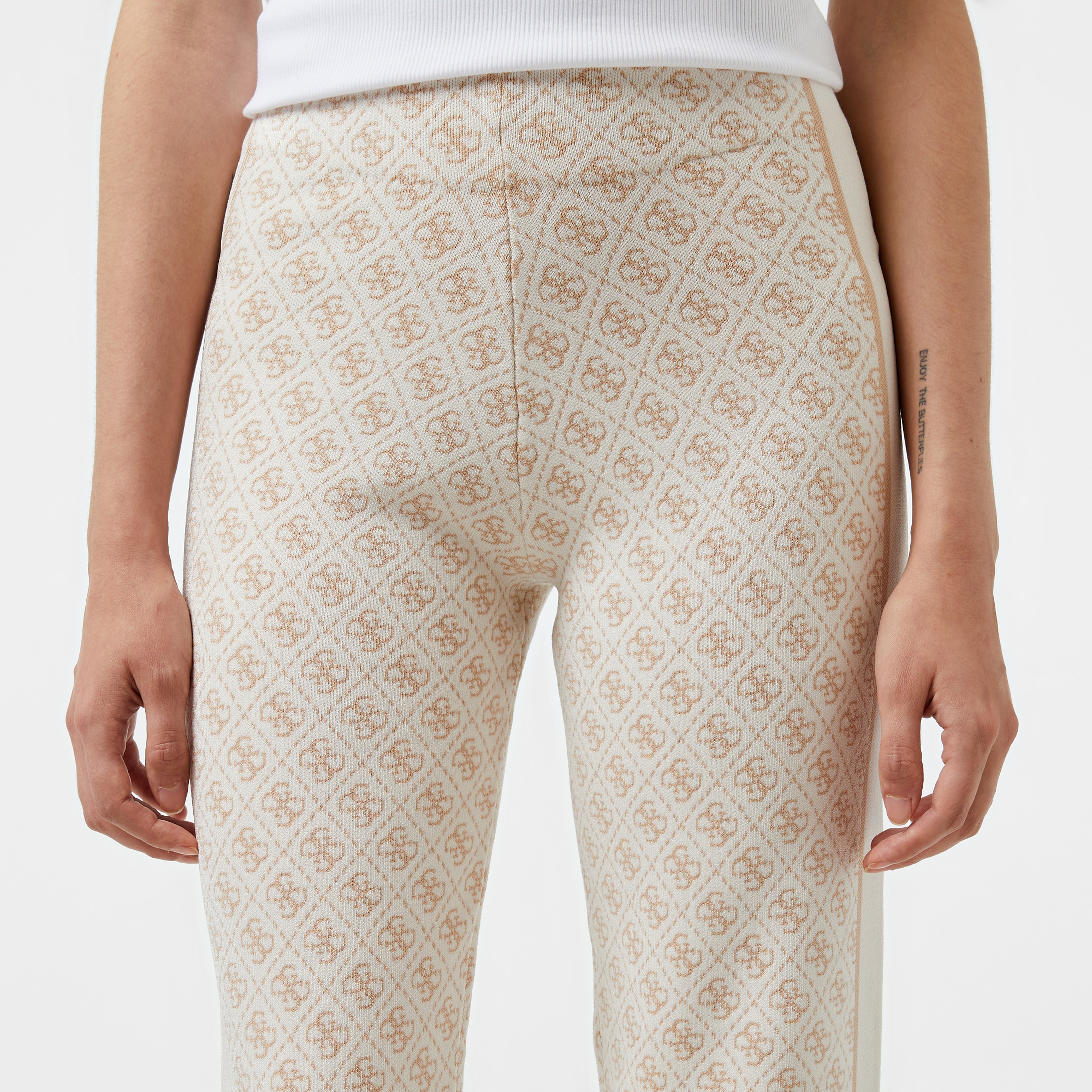 Guess Lise 4Logo Swtr Pa Poly Harper Visce Yarn Kadın Krem Rengi Pantolon