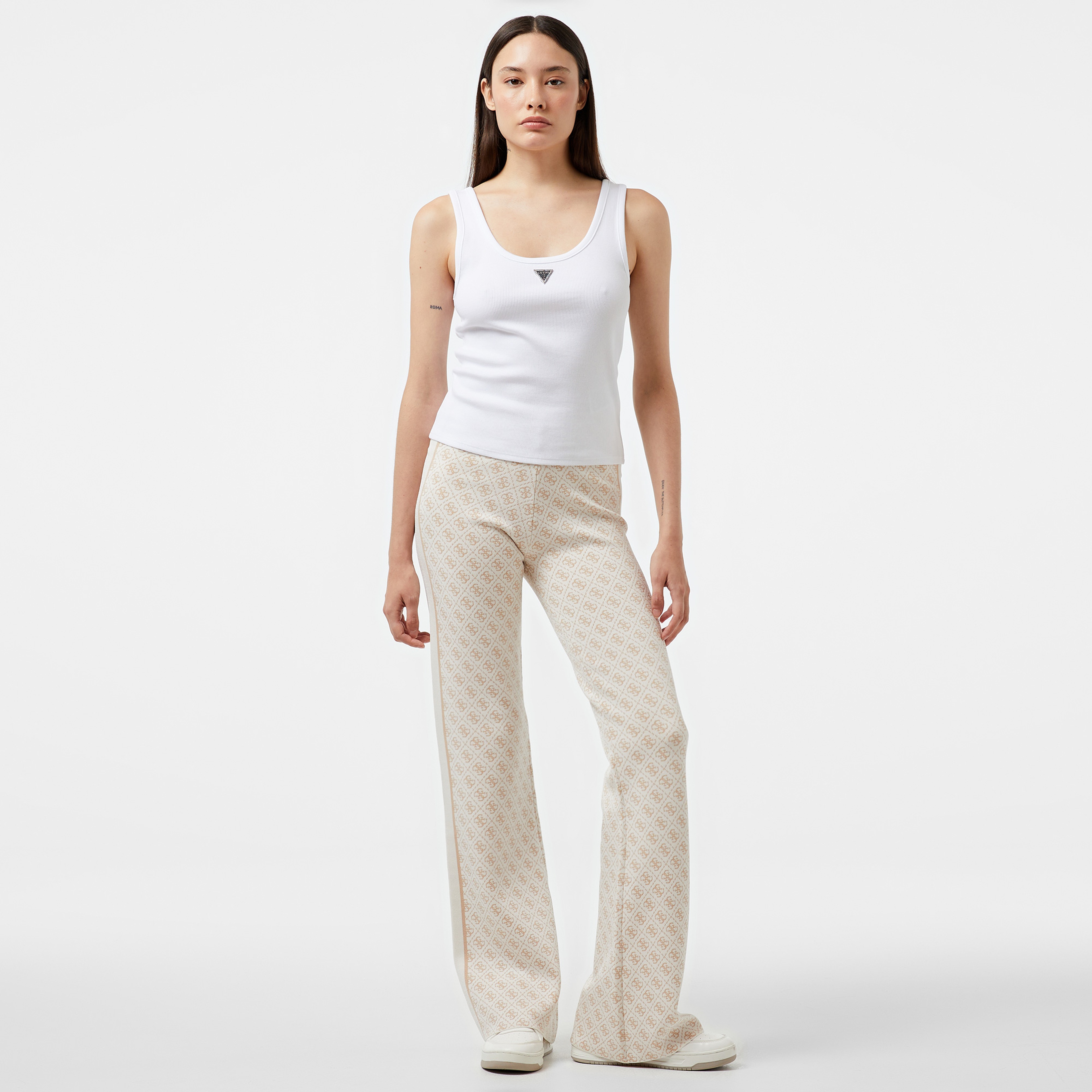 Guess Lise 4Logo Swtr Pa Poly Harper Visce Yarn Kadın Krem Rengi Pantolon