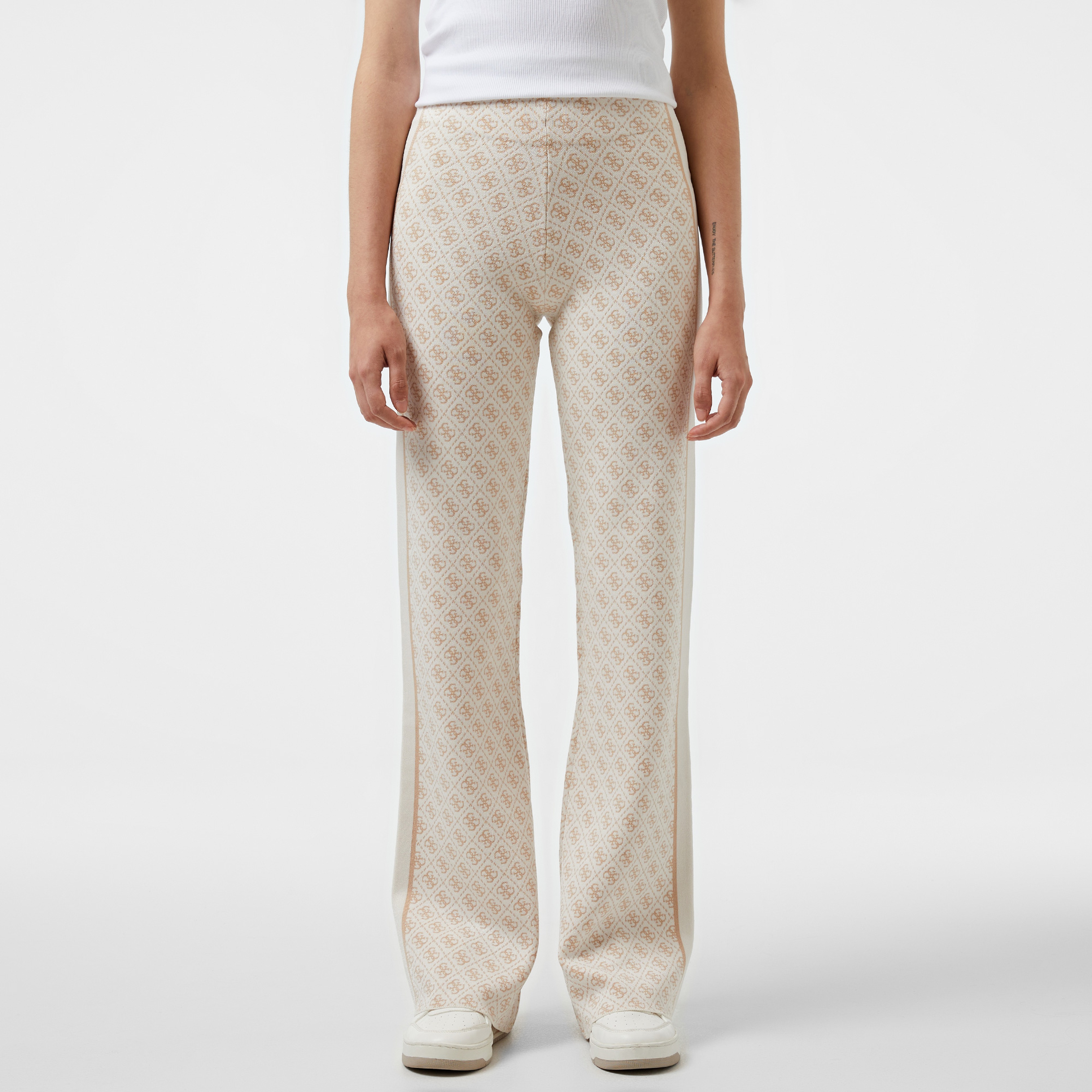 Guess Lise 4Logo Swtr Pa Poly Harper Visce Yarn Kadın Krem Rengi Pantolon