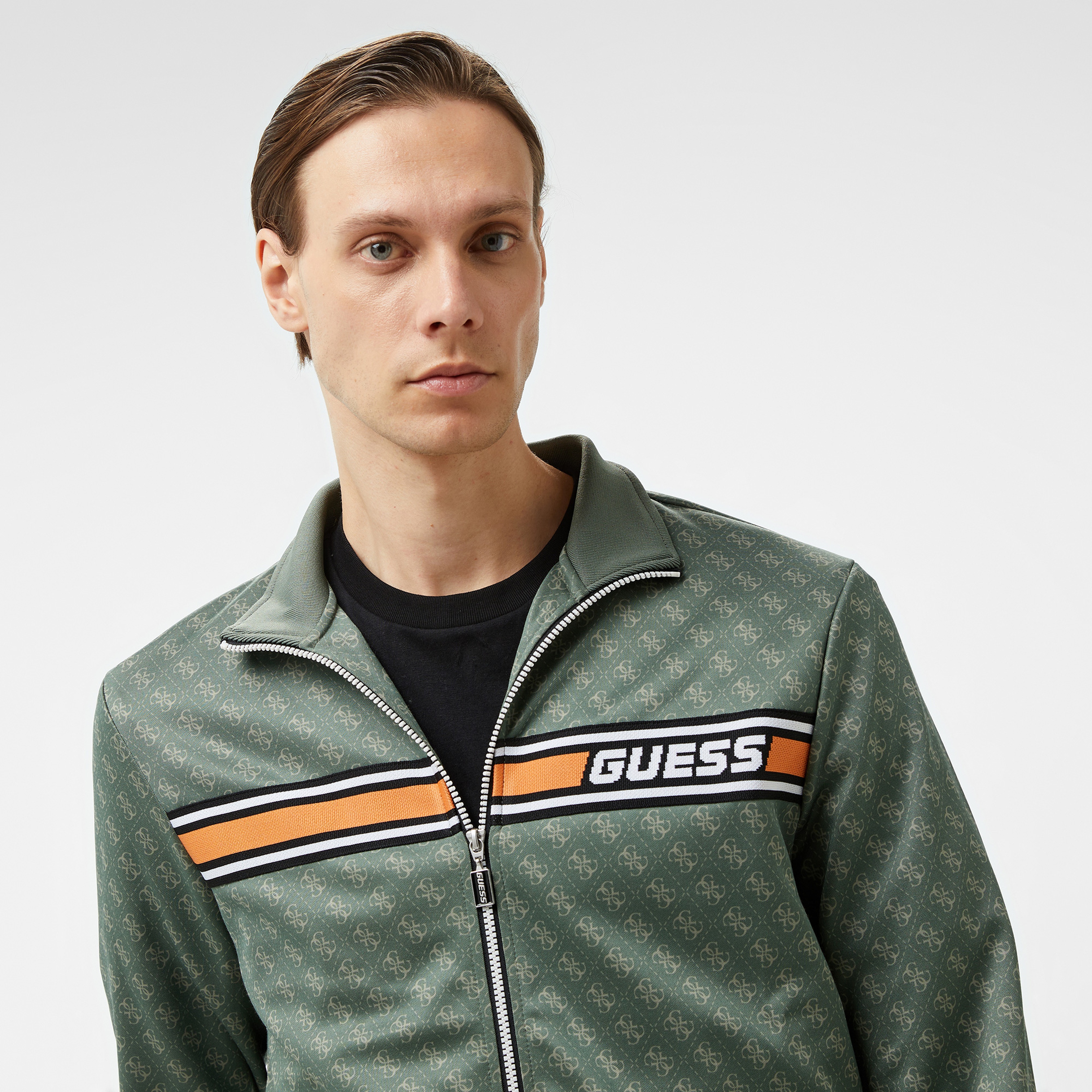 Guess Korbin Full Zip Trac Printed Double Knit Eco Erkek Renkli