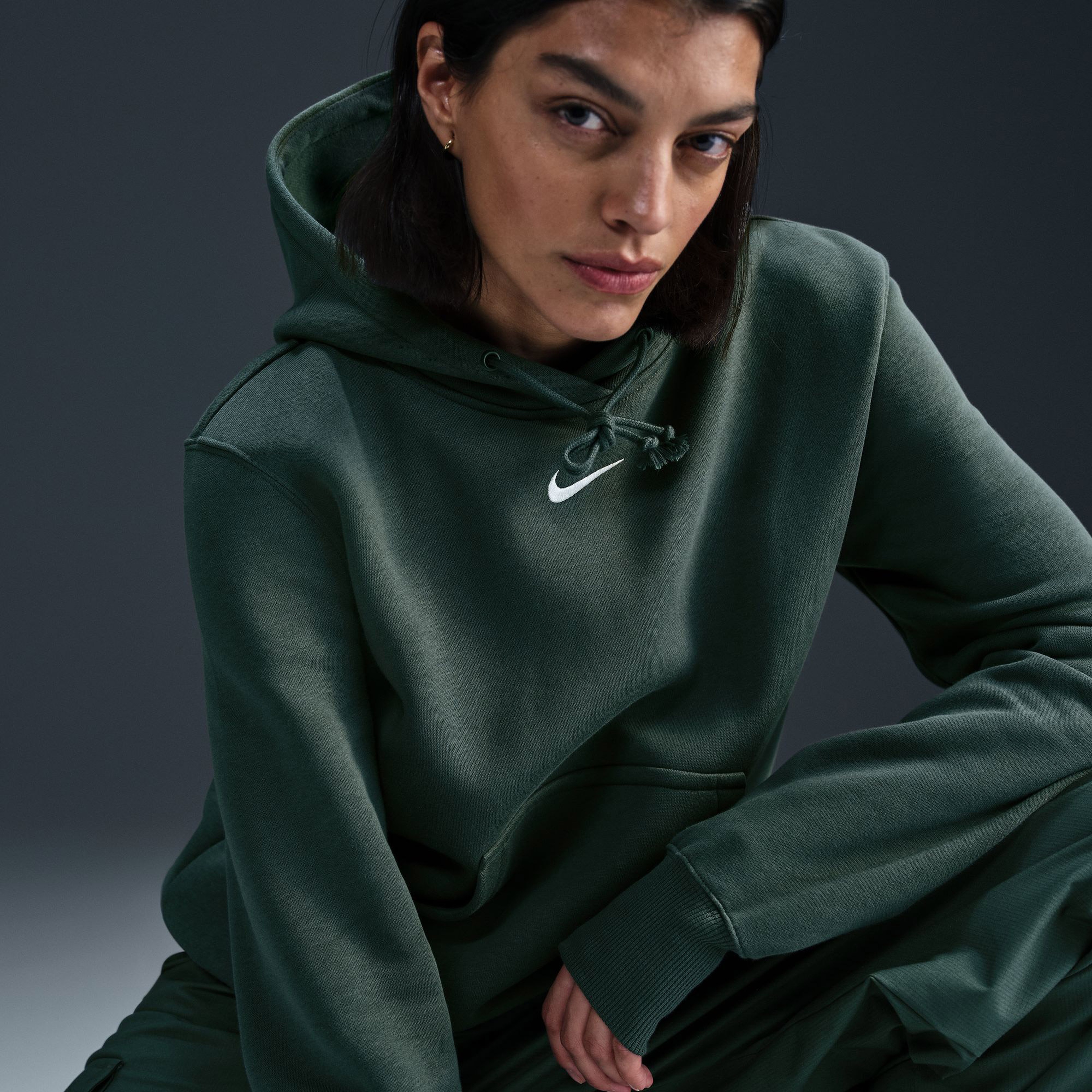 Nike Sportswear Phoenix Fleece Kadın Yeşil Günlük Sweatshirt