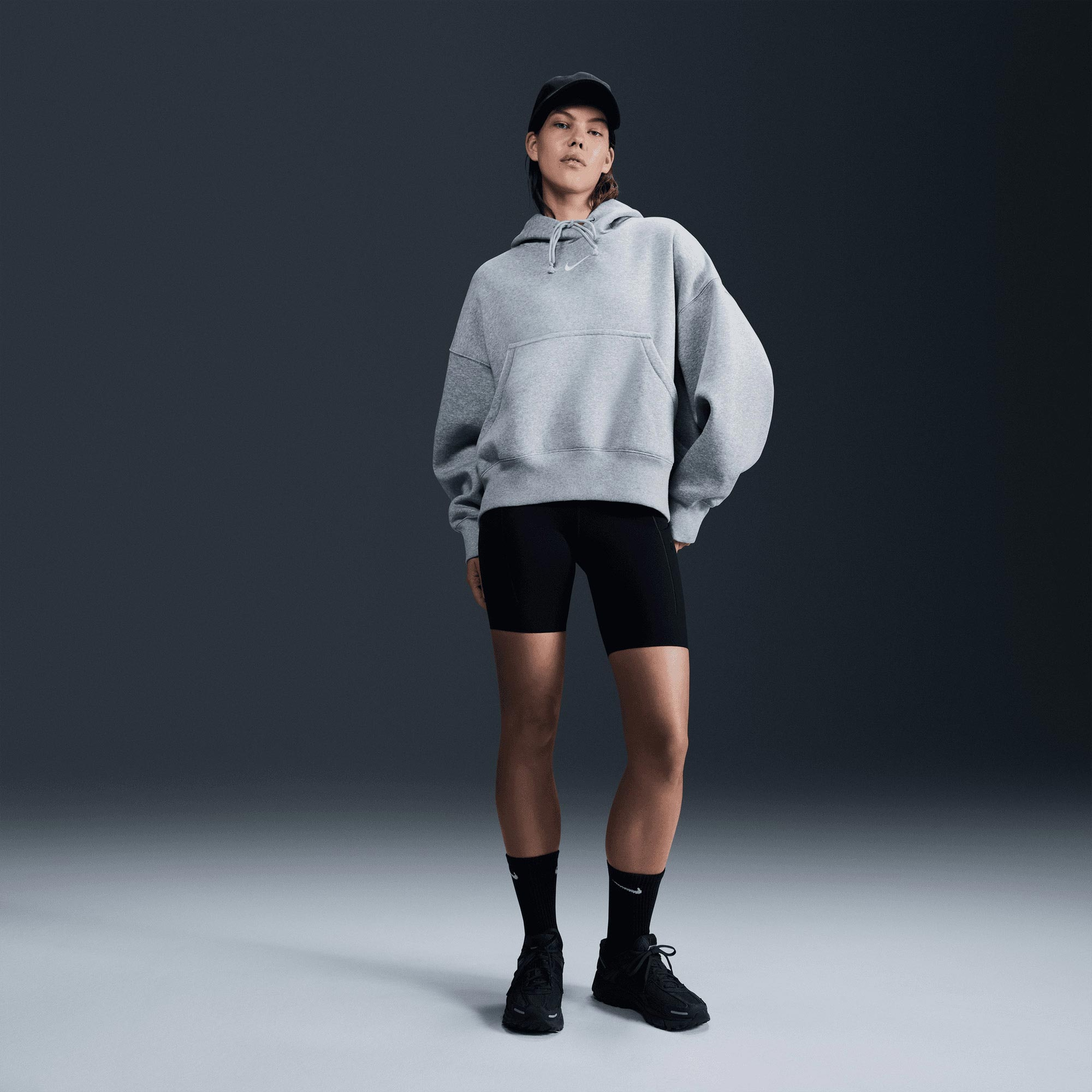 Nike Sportswear Phoenix Fleece Oversize Kadın Gri Hoodie