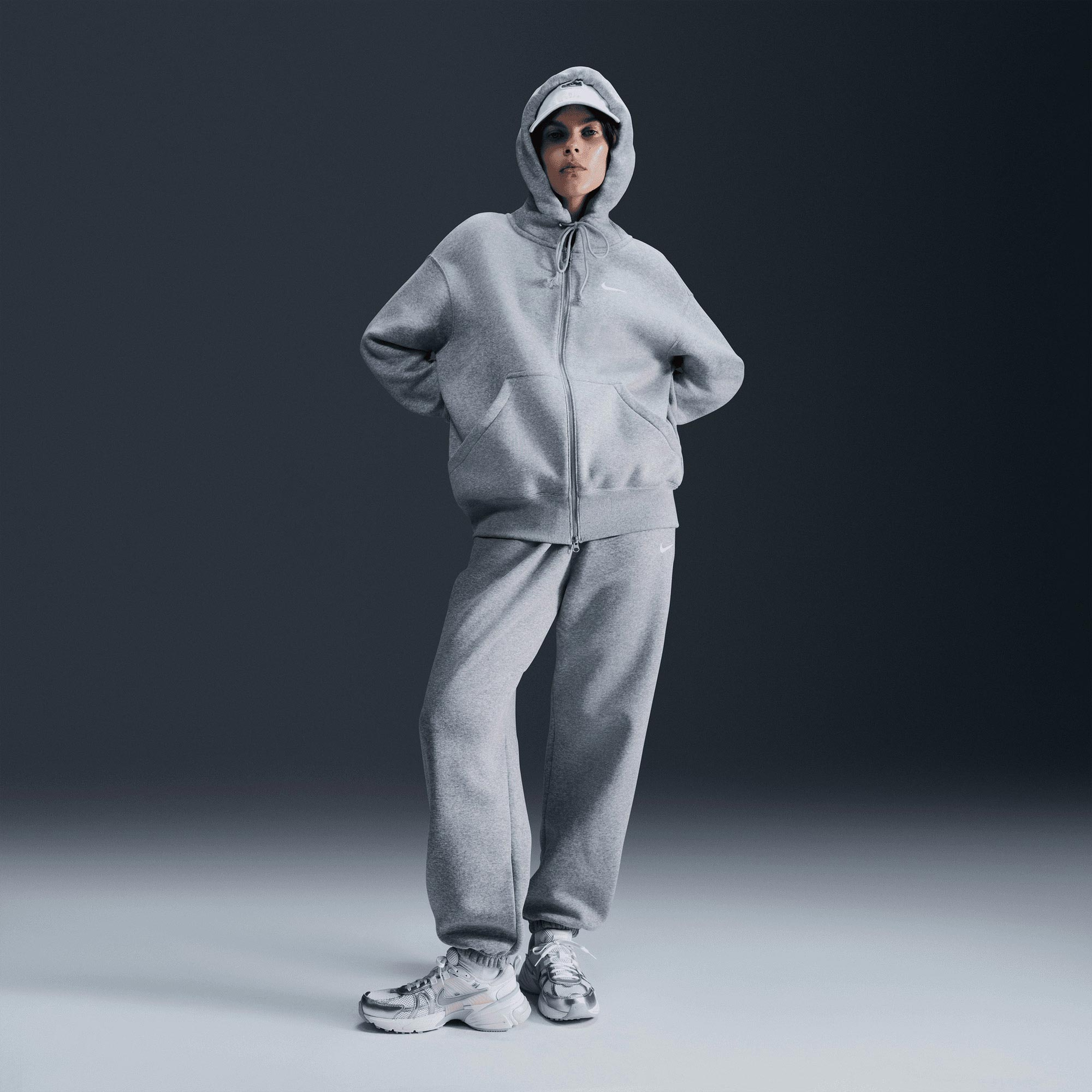 Nike Sportswear Phoenix Fleece Oversize Kadın Gri Eşofman Üstü