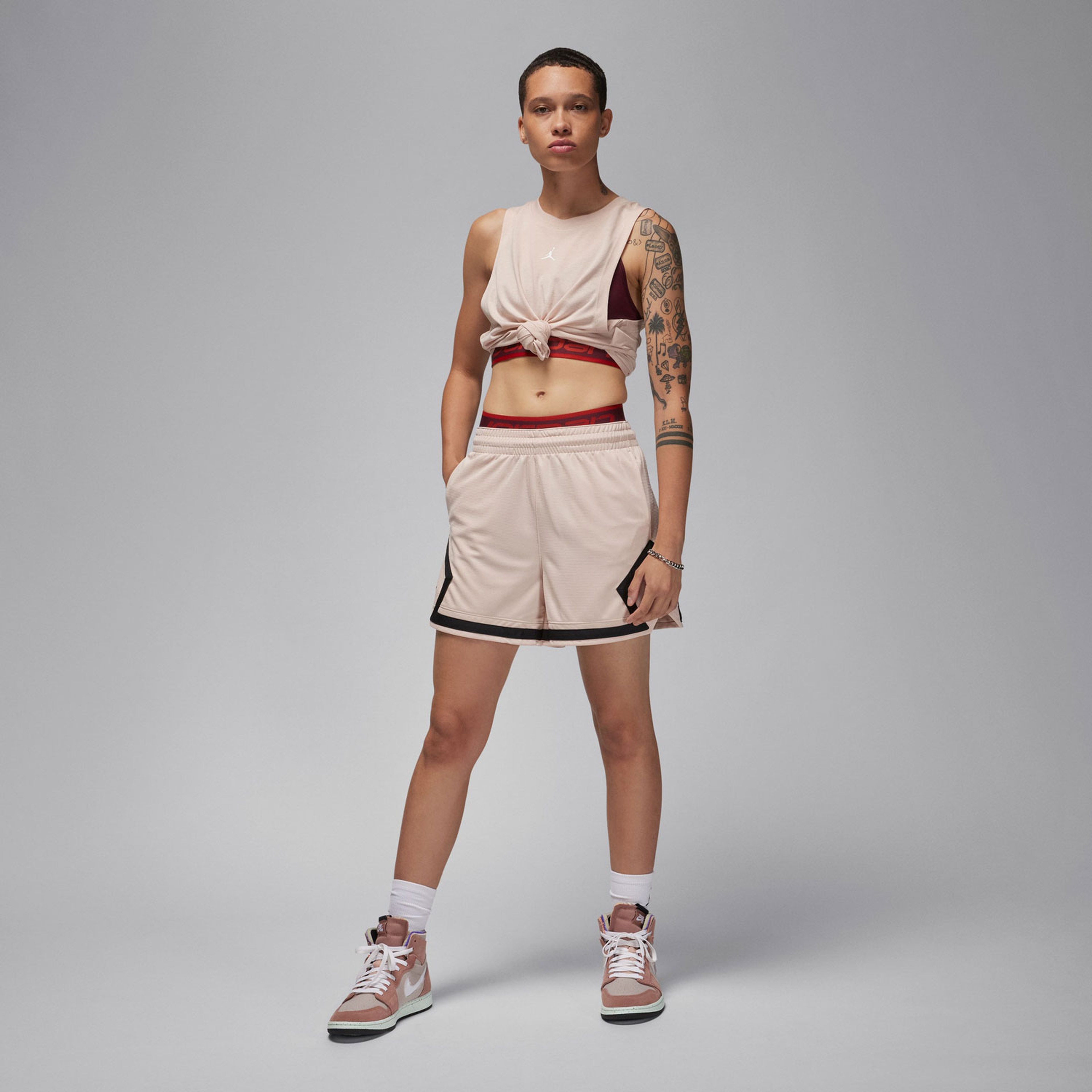 Jordan Sport Diamond Kadın Bej Kolsuz T-Shirt