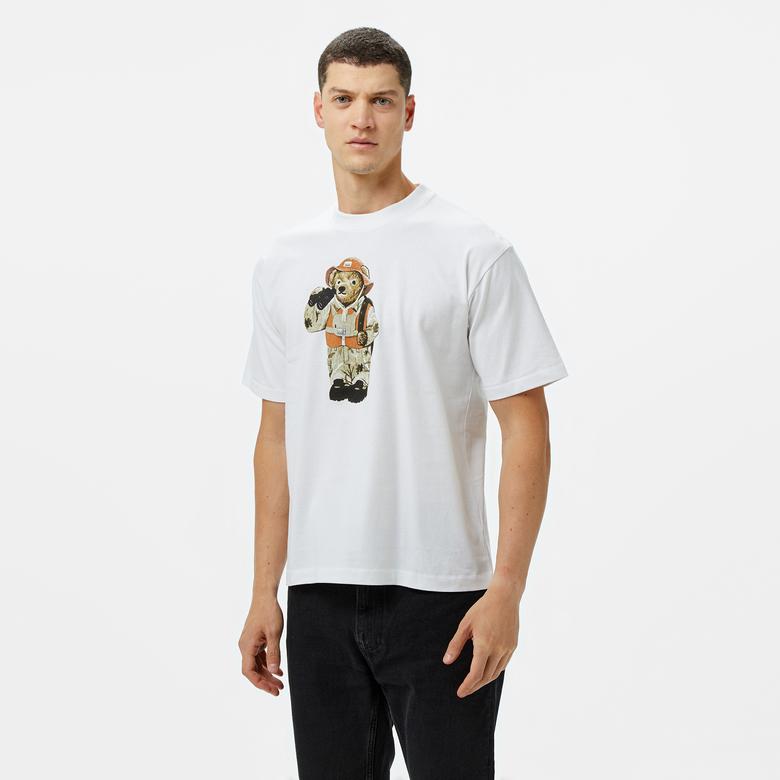 Market Hunter Bear Erkek Beyaz T-Shirt