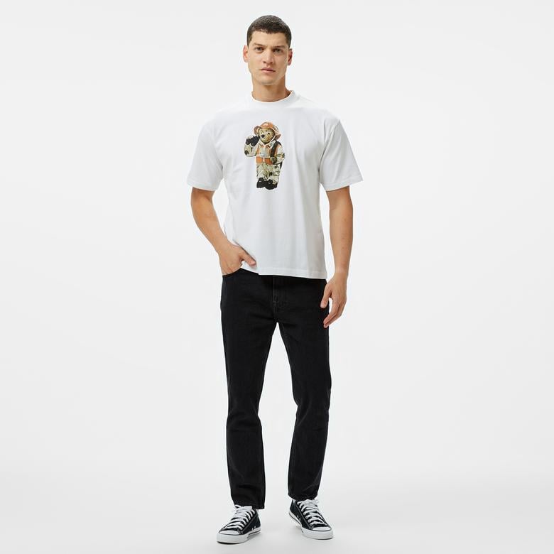 Market Hunter Bear Erkek Beyaz T-Shirt