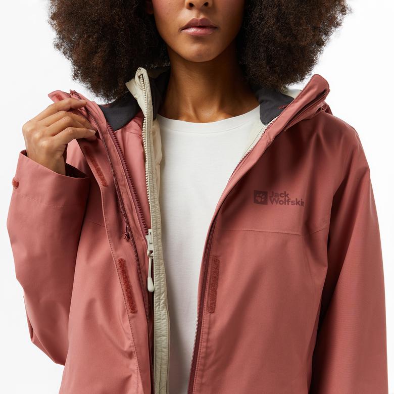 Jack Wolfskin Texapore 3İn1 Kadın Kırmızı Ceket