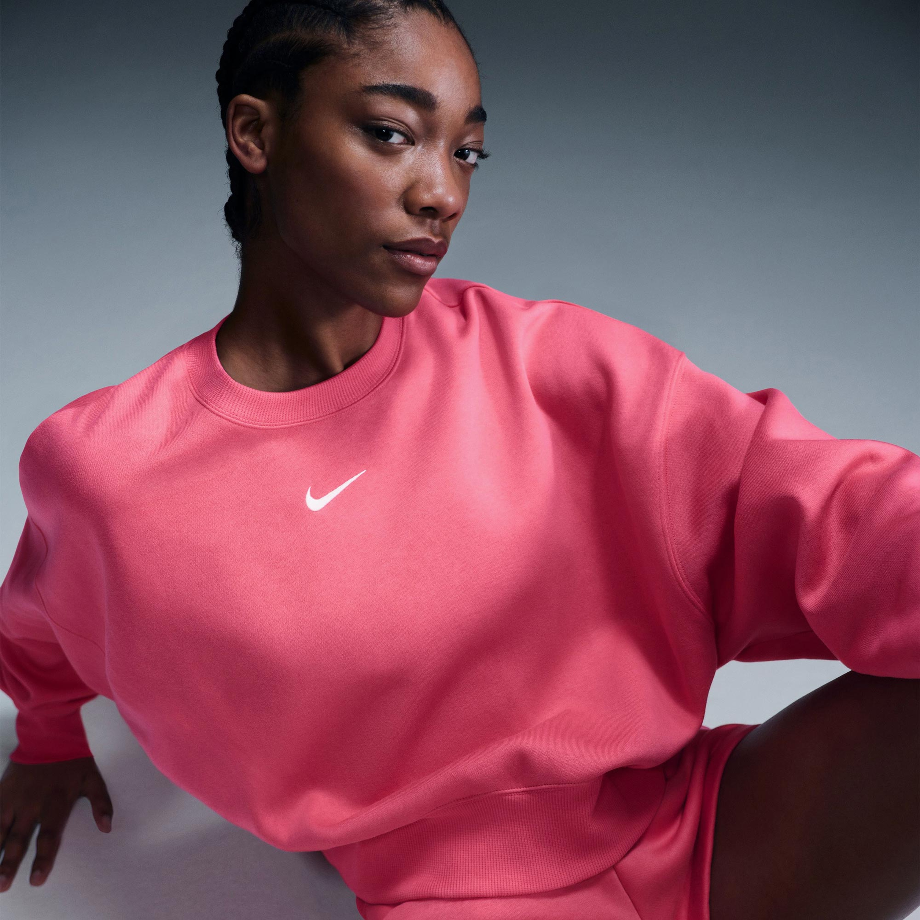 Nike Sportswear Phoenix Fleece Kadın Pembe Sweatshirt