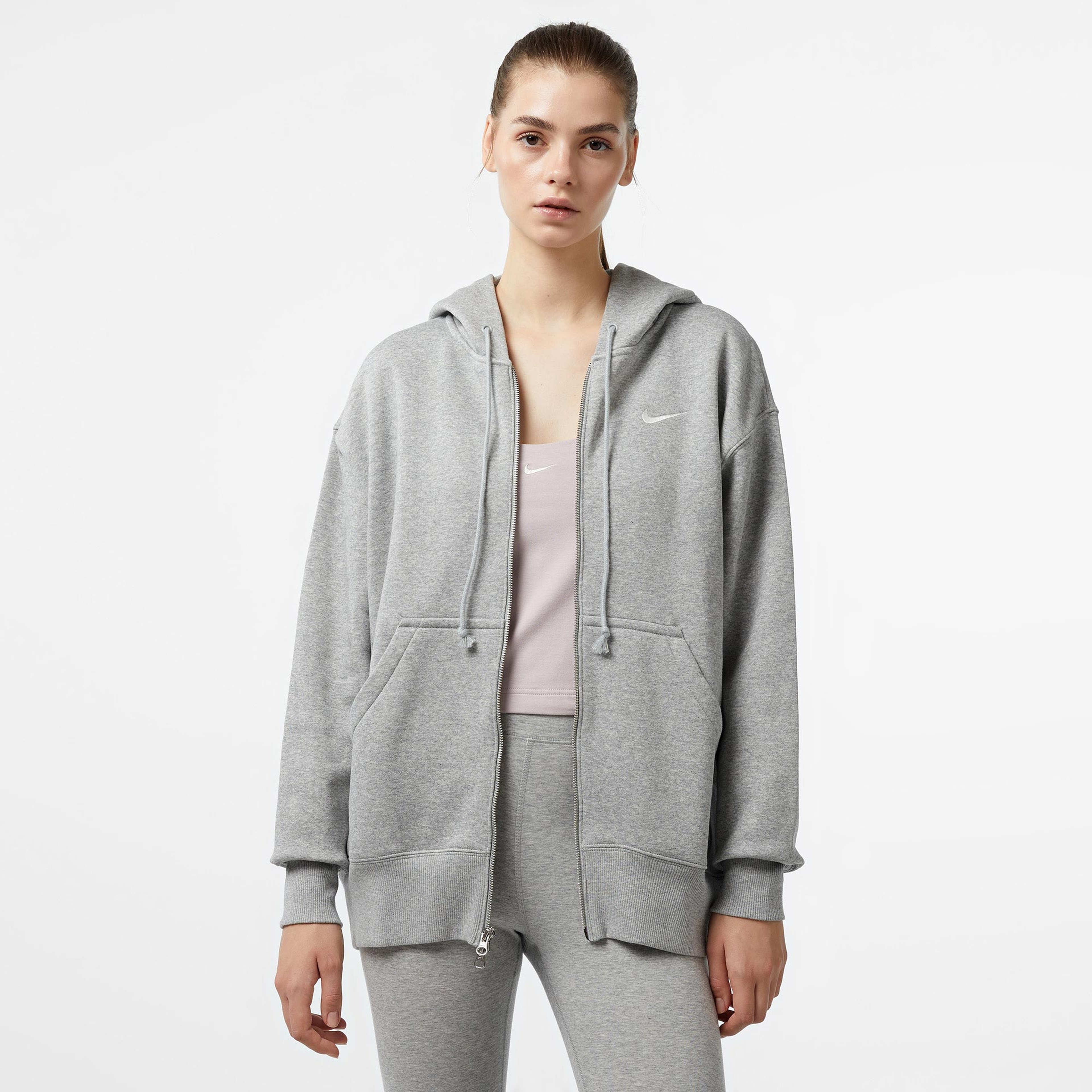 Nike Sportswear Phoenix Fleece Oversize Kadın Gri Eşofman Üstü