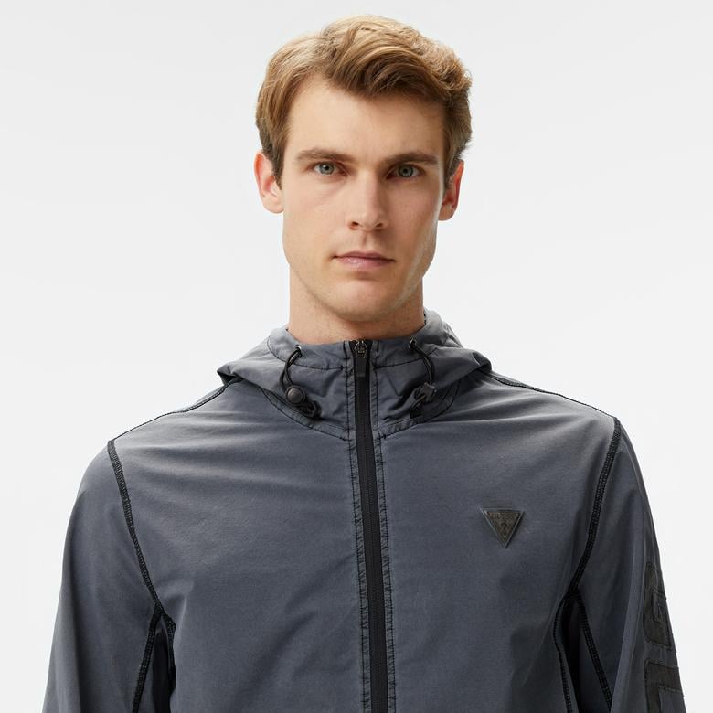 Guess Steno Nylon Stretch Erkek Siyah Rüzgarlık