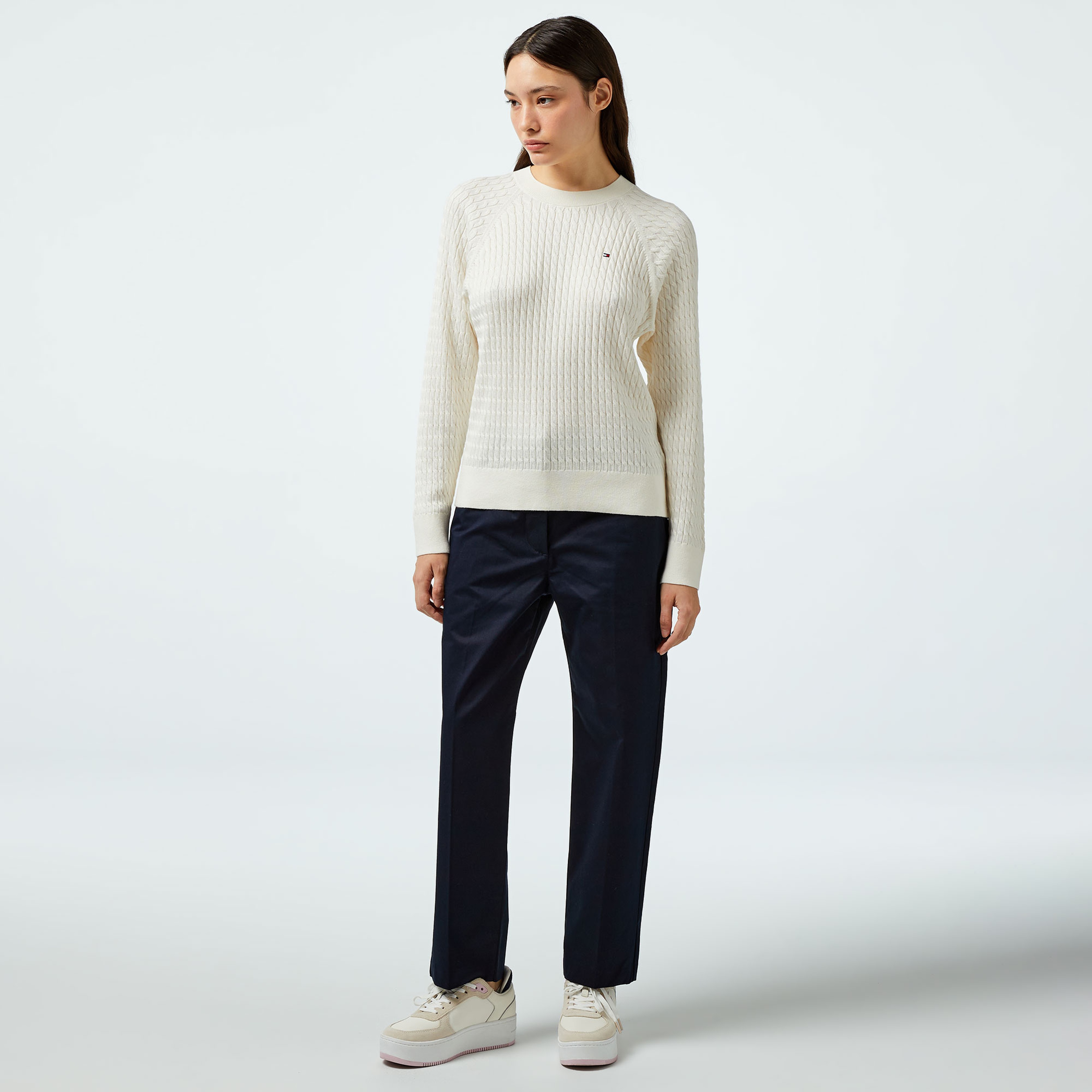 Tommy Hilfiger Slim Straight Kadın Mavi Chino Pantolon