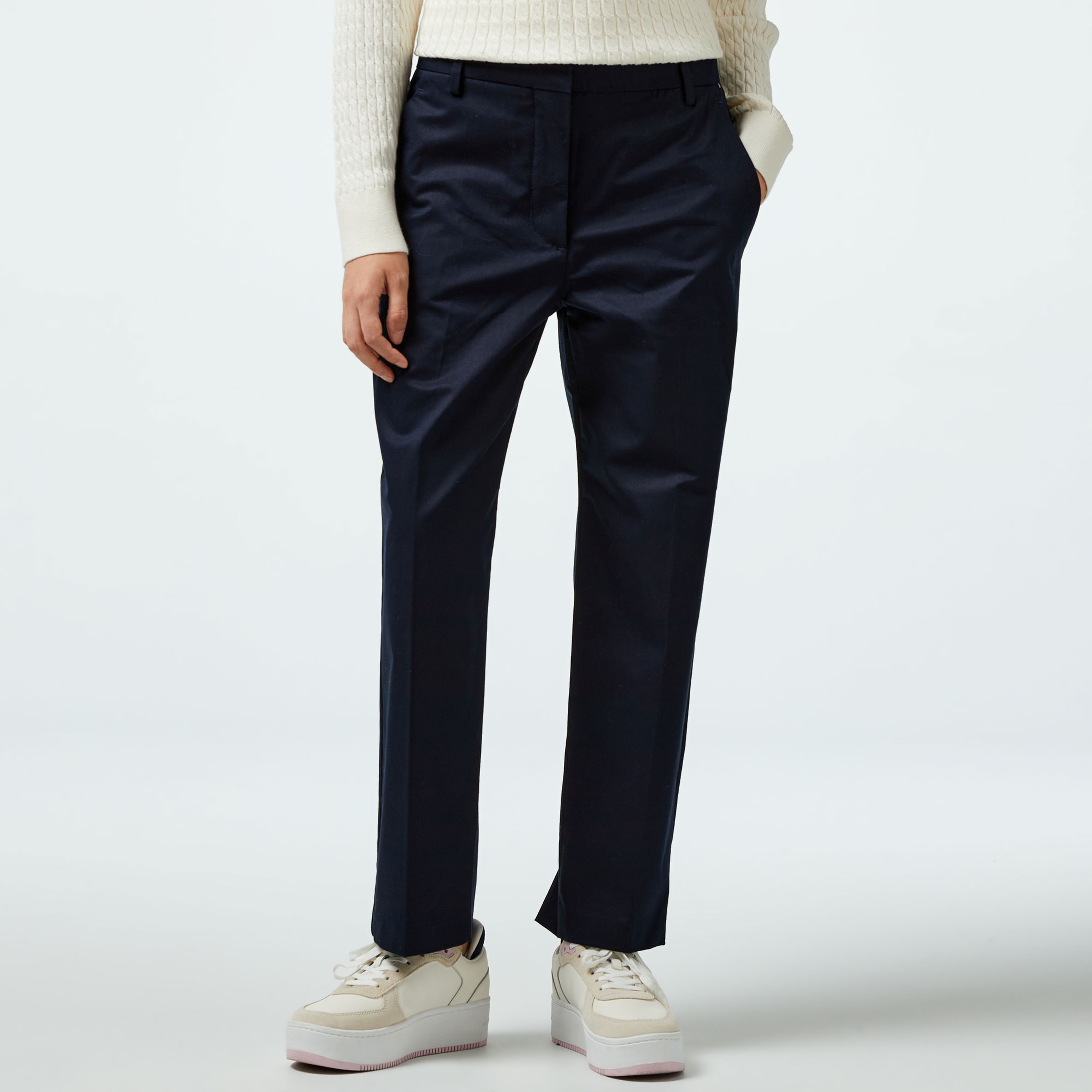 Tommy Hilfiger Slim Straight Kadın Mavi Chino Pantolon