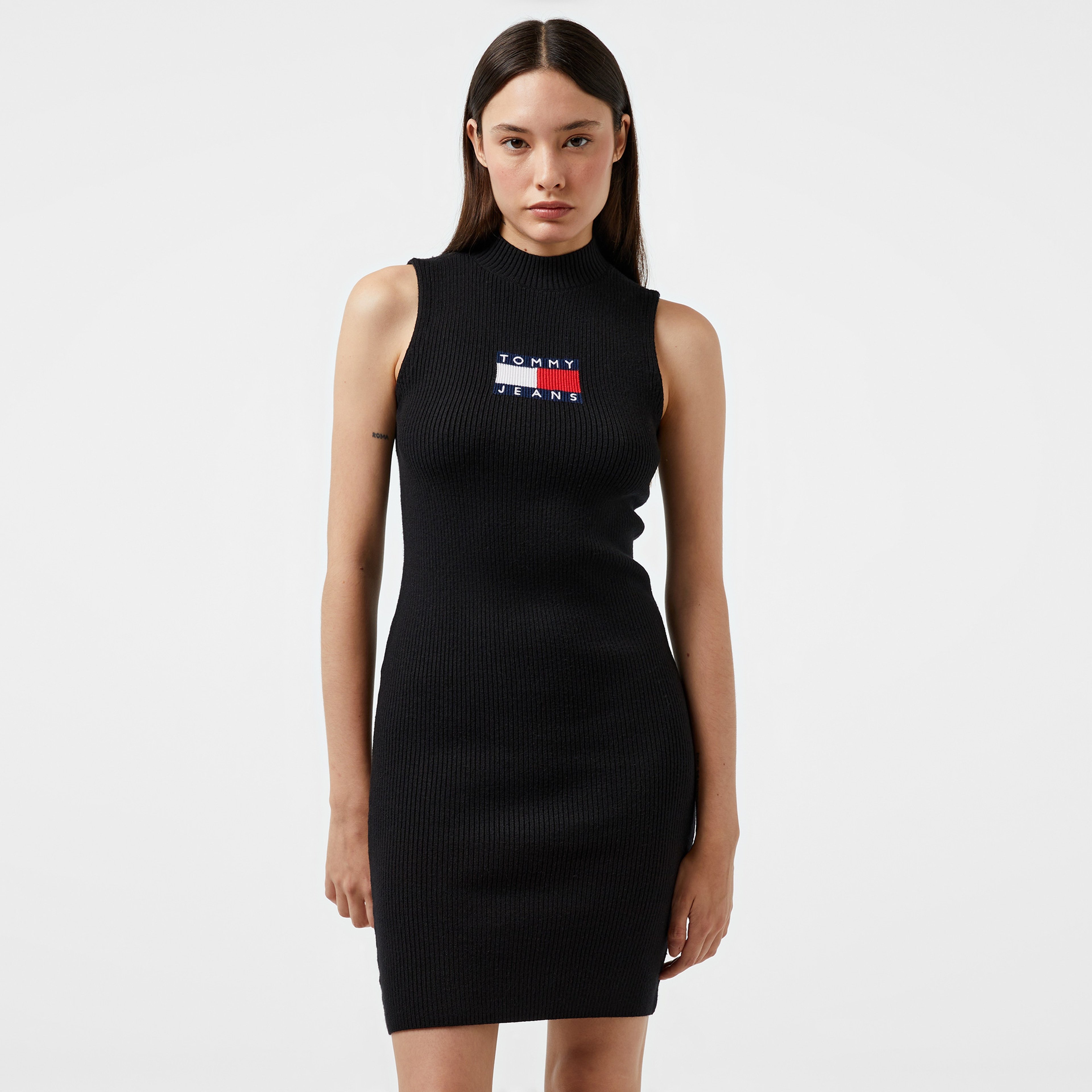 Tommy Hilfiger Jeans Center Flag Kadın Siyah Elbise