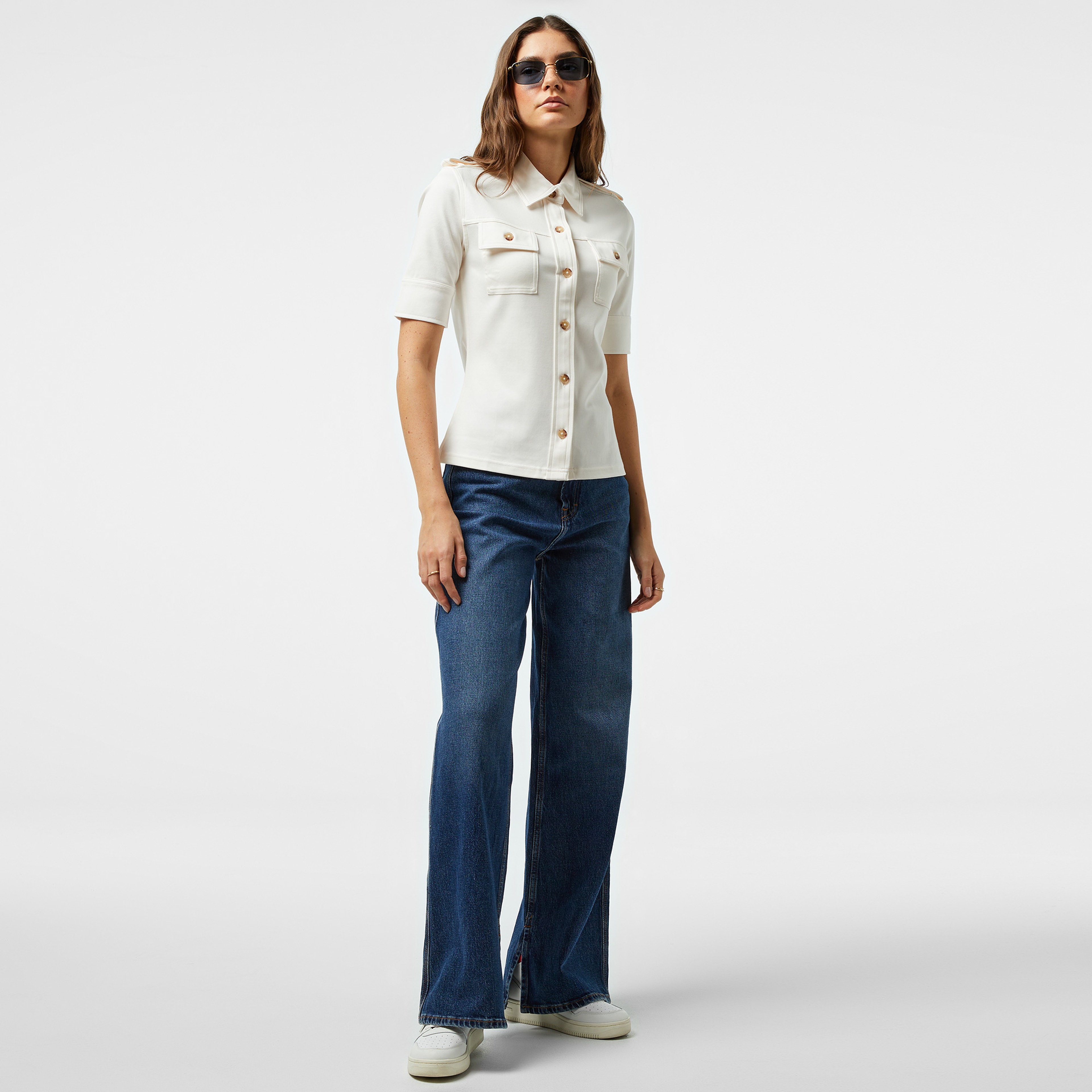 Tommy Hilfiger Utility Kadın Beyaz Gömlek