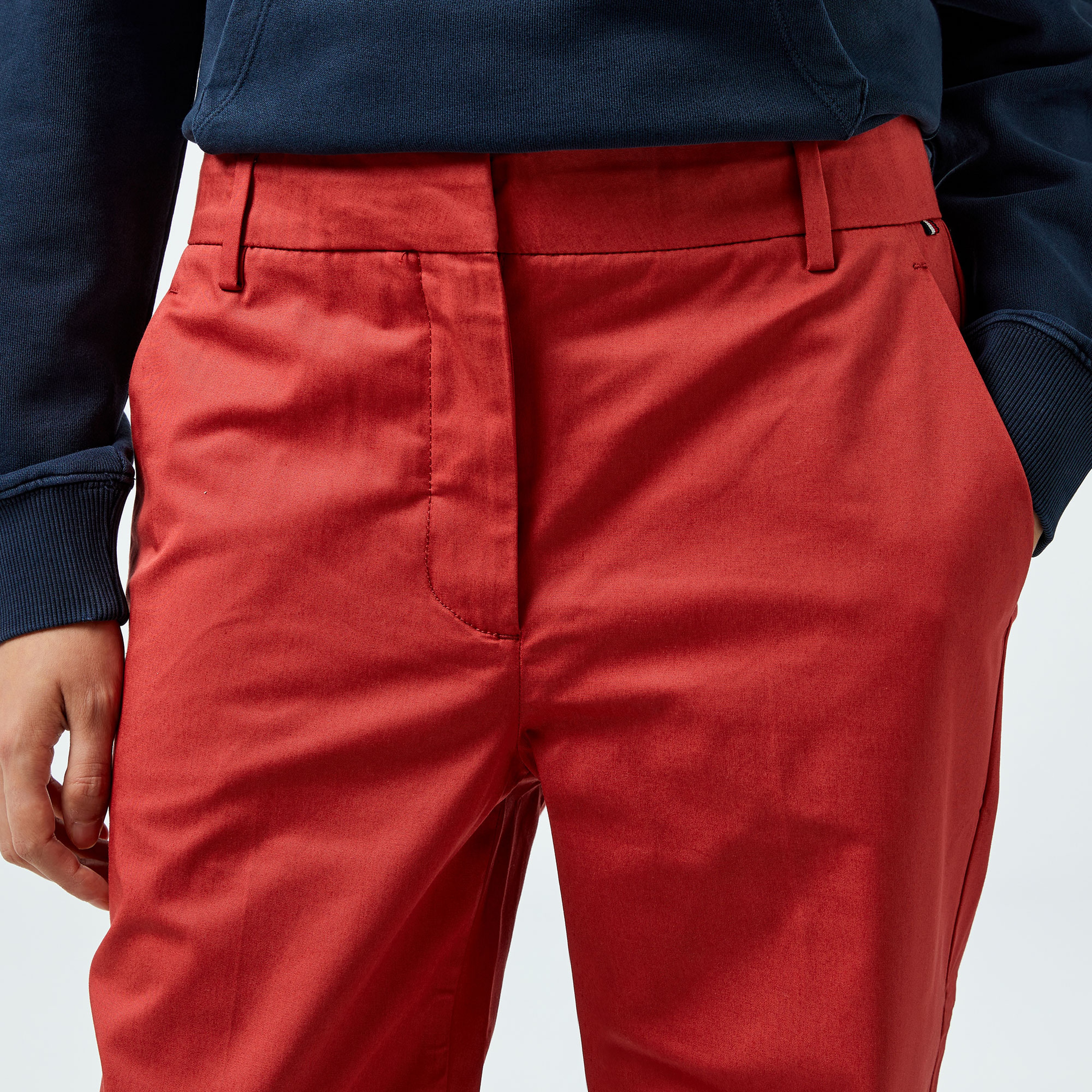 Tommy Hilfiger Slim Straight Kadın Kırmızı Chino Pantolon