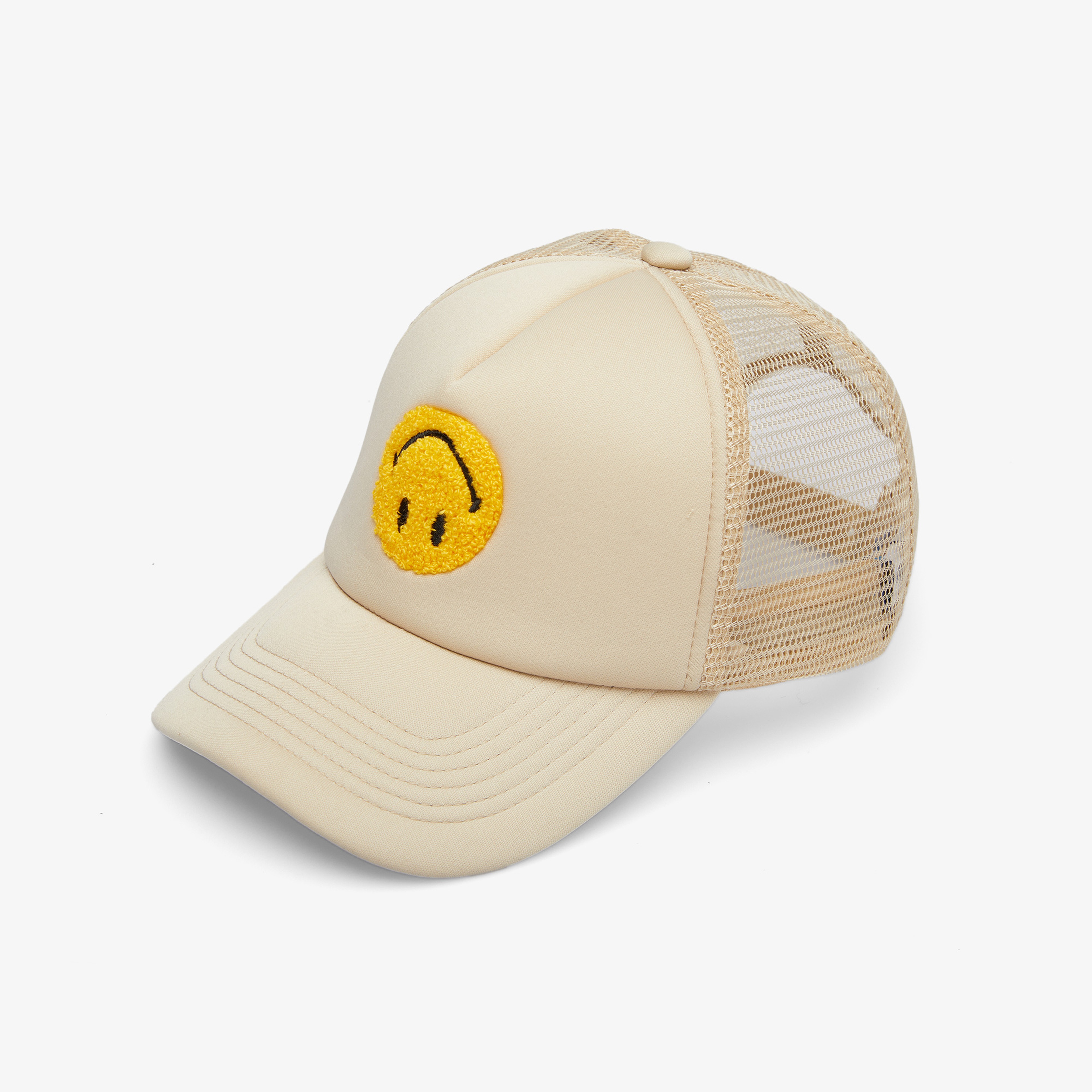 Market Smiley Upside Down Erkek Krem Şapka
