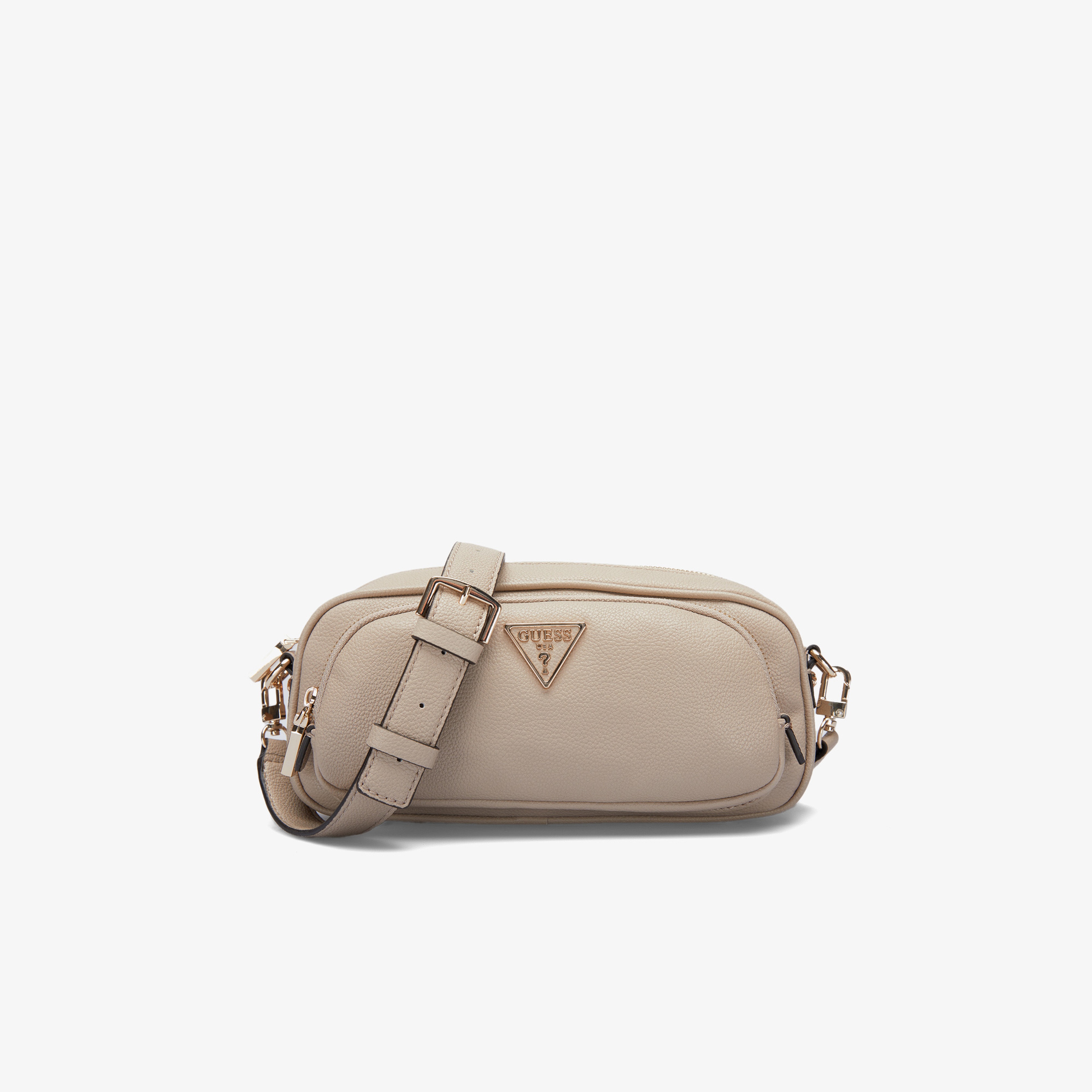Guess Power Play Tech Tote Canal Crossbody Top Zip Kadın Kahverengi Çapraz Askılı Çanta