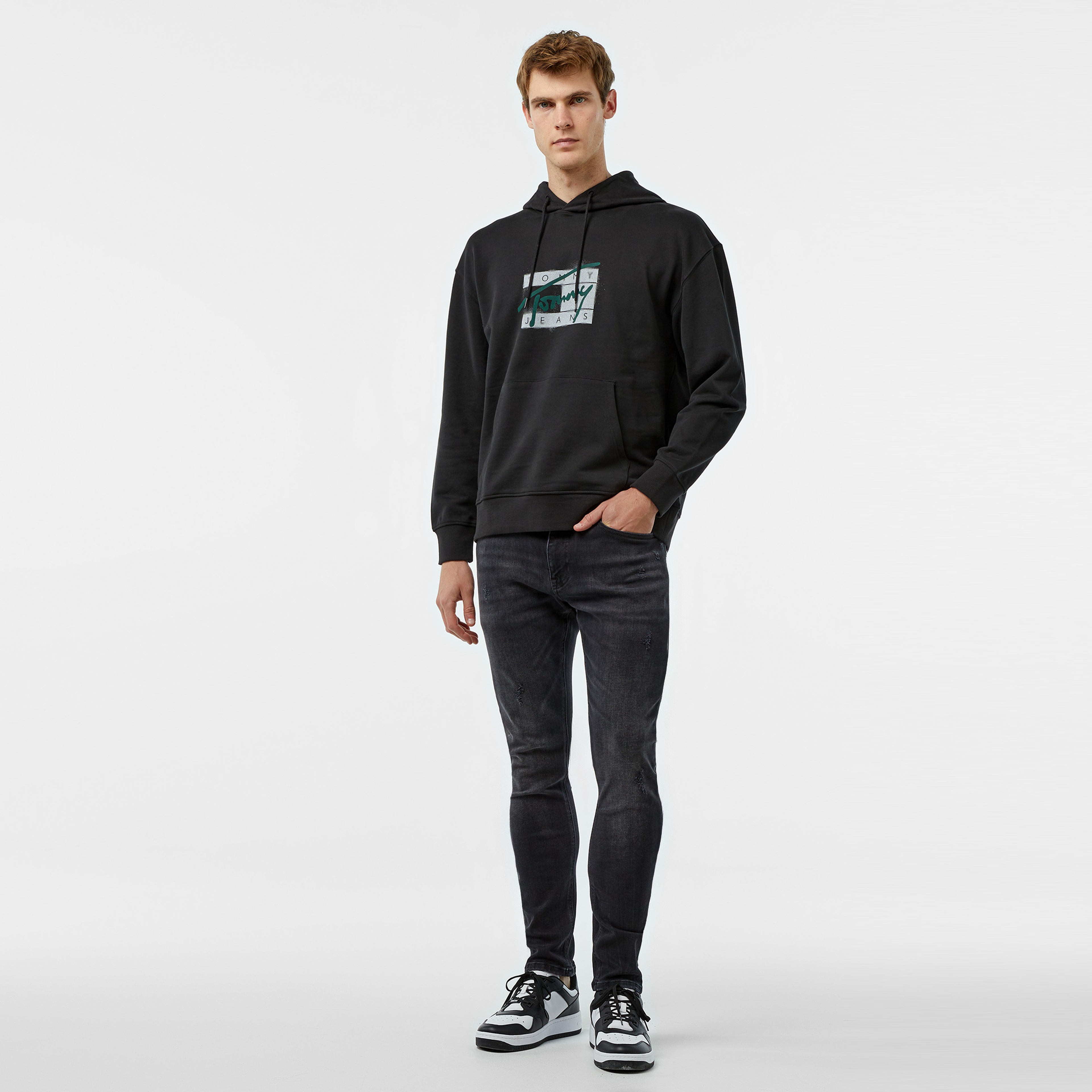 Tommy Jeans Rlx Graffiti Signature Erkek Siyah Sweatshirt