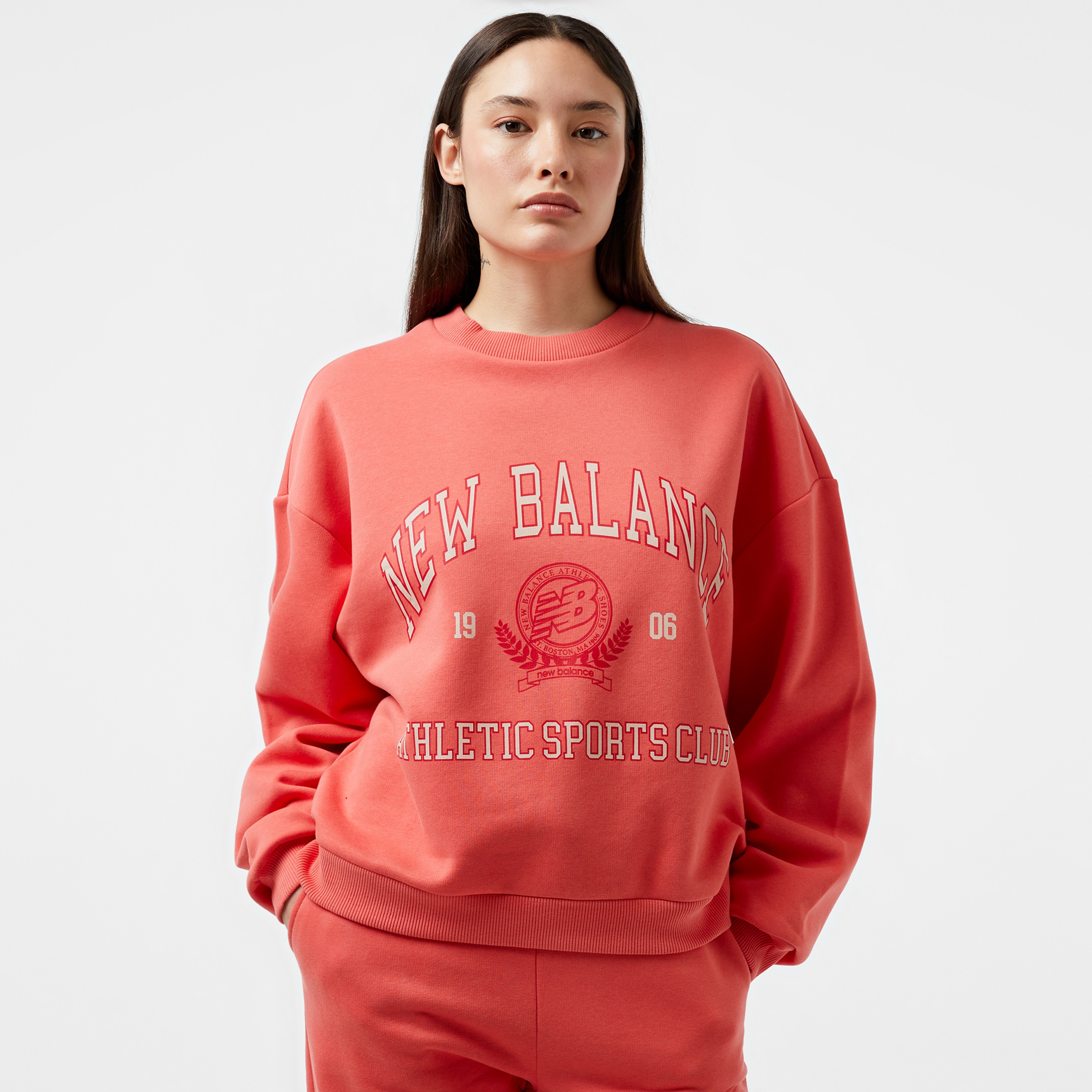 New Balance WNC3404 Lifestyle Kadın Bordo Sweatshirt