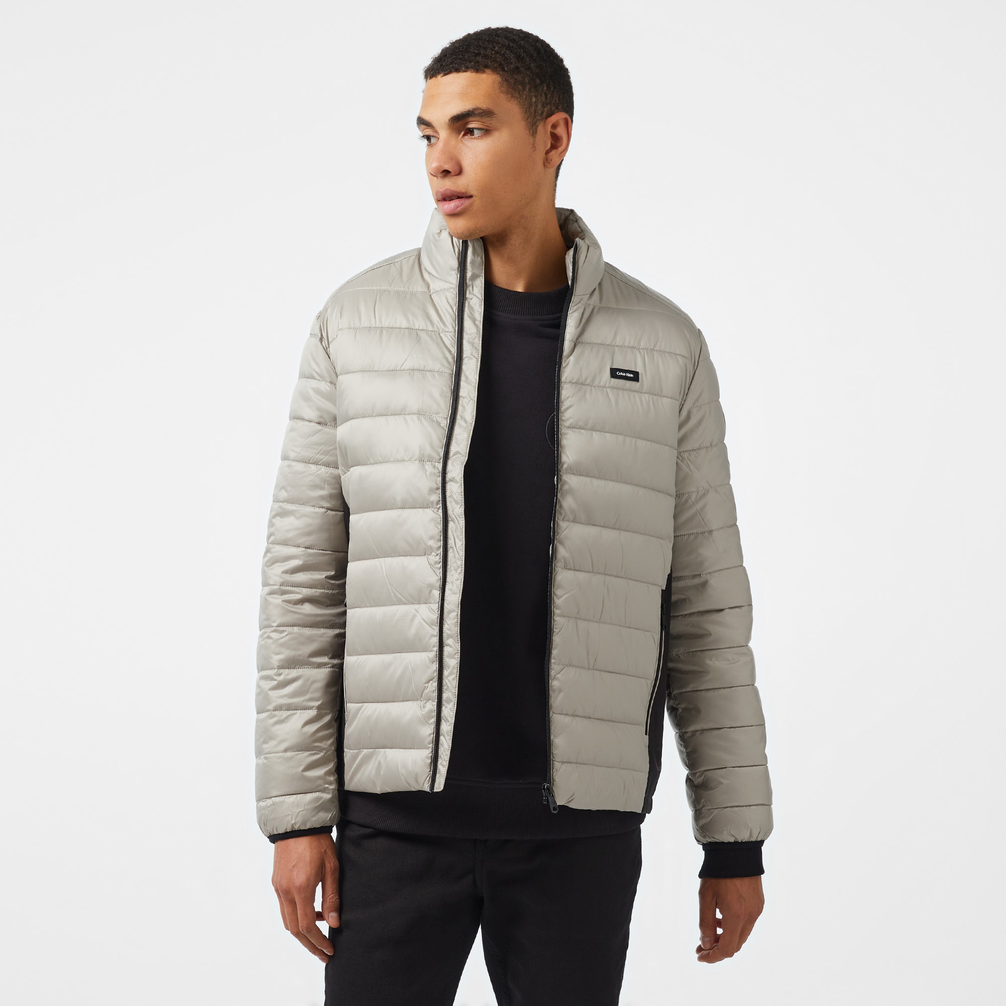 Calvin Klein Recycled Sıde Logo Erkek Gri Ceket