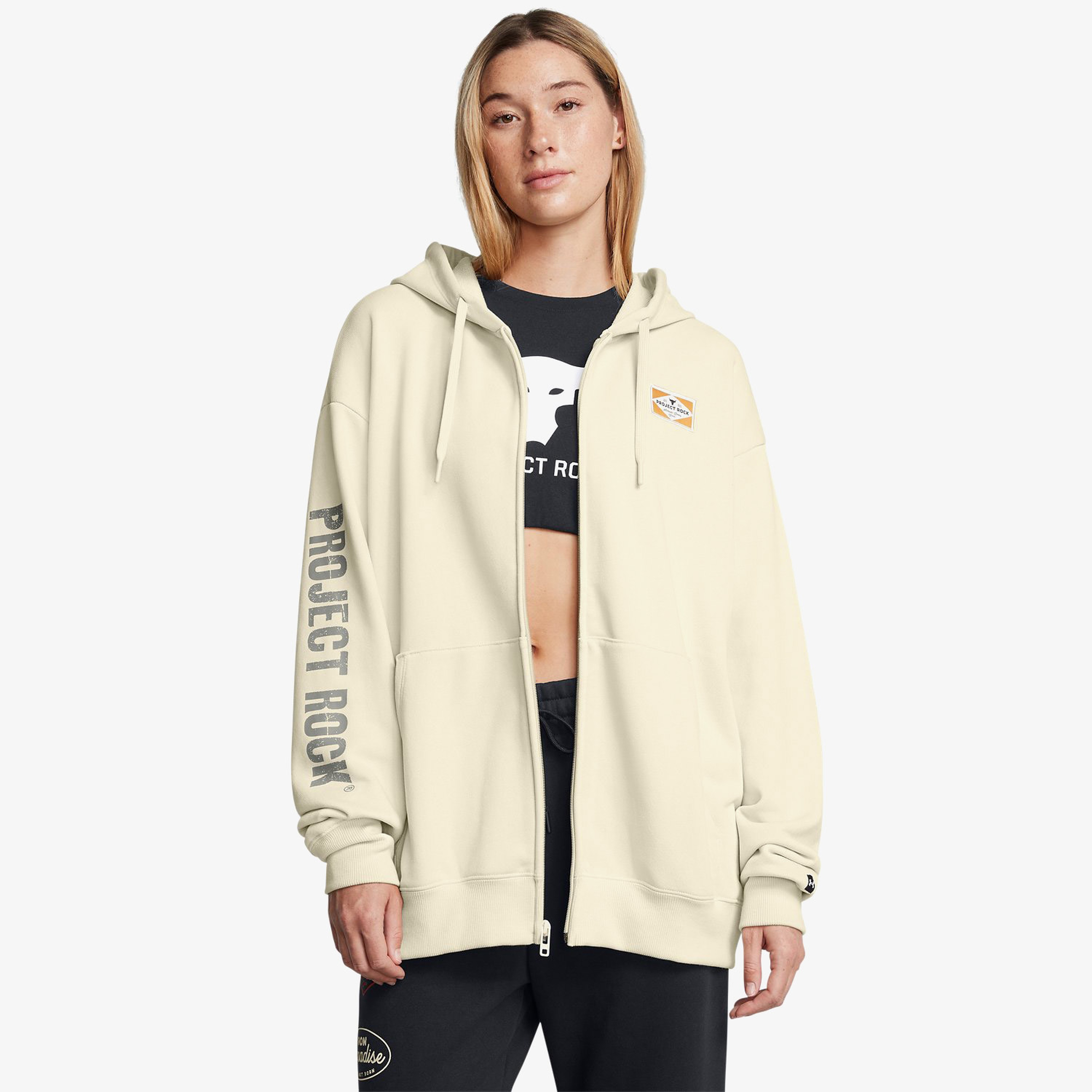 Under Armour Pjt Rck Hwt Fz Hard At Wrk Kadın Bej Sweatshirt