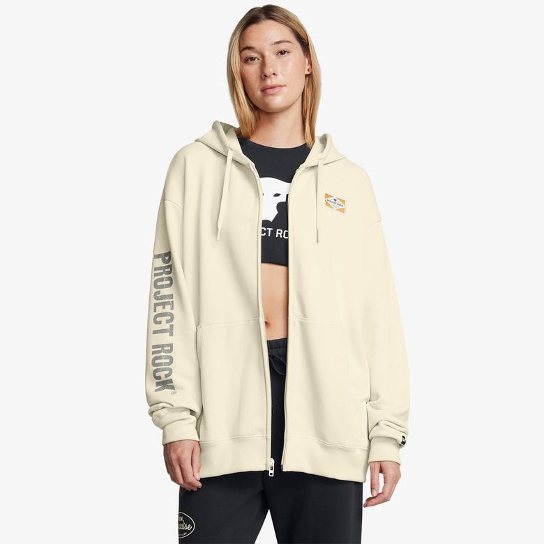 Under Armour Pjt Rck Hwt Fz Hard At Wrk Kadın Bej Sweatshirt