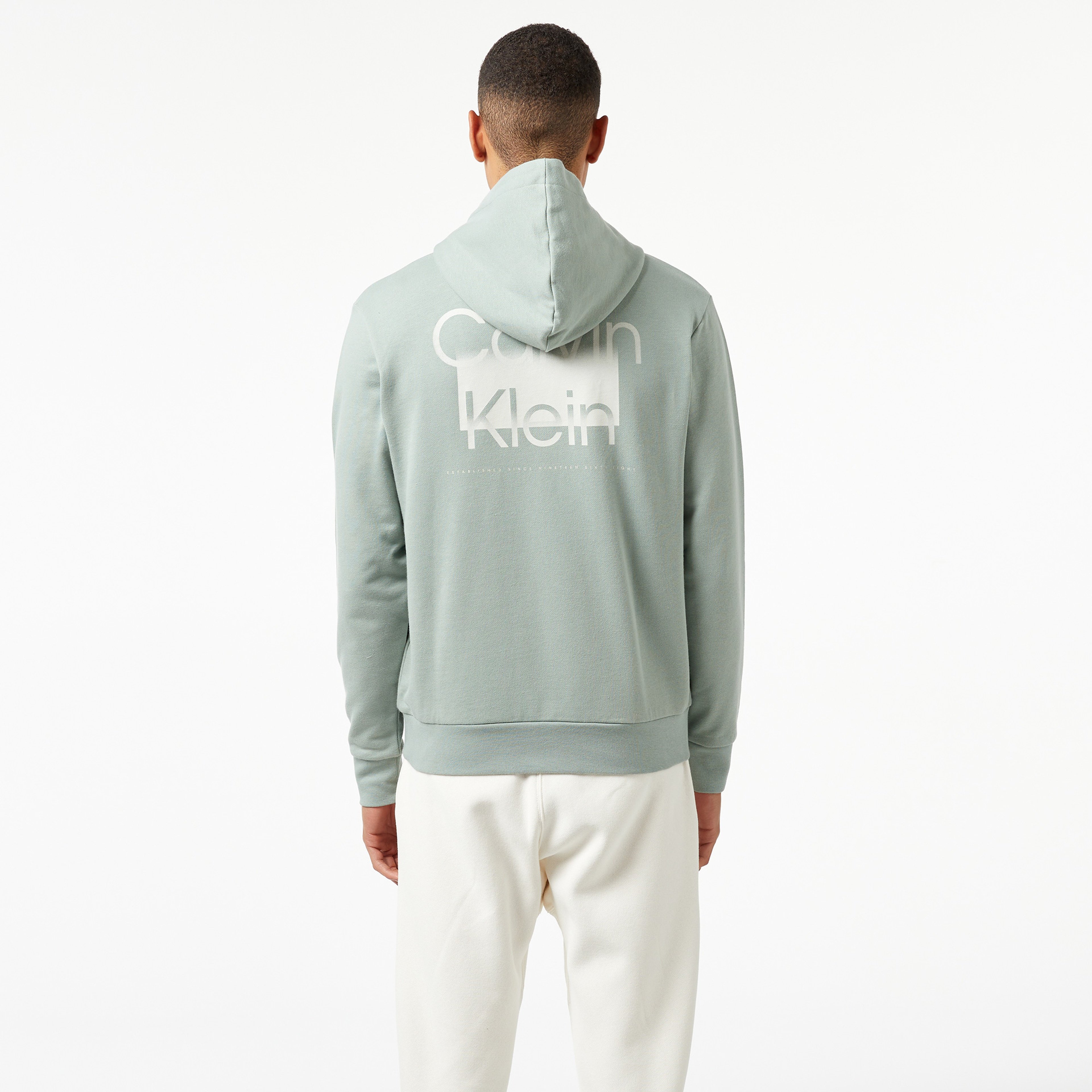 Calvin Klein Enlarged Back Logo Erkek Gri Hoodie