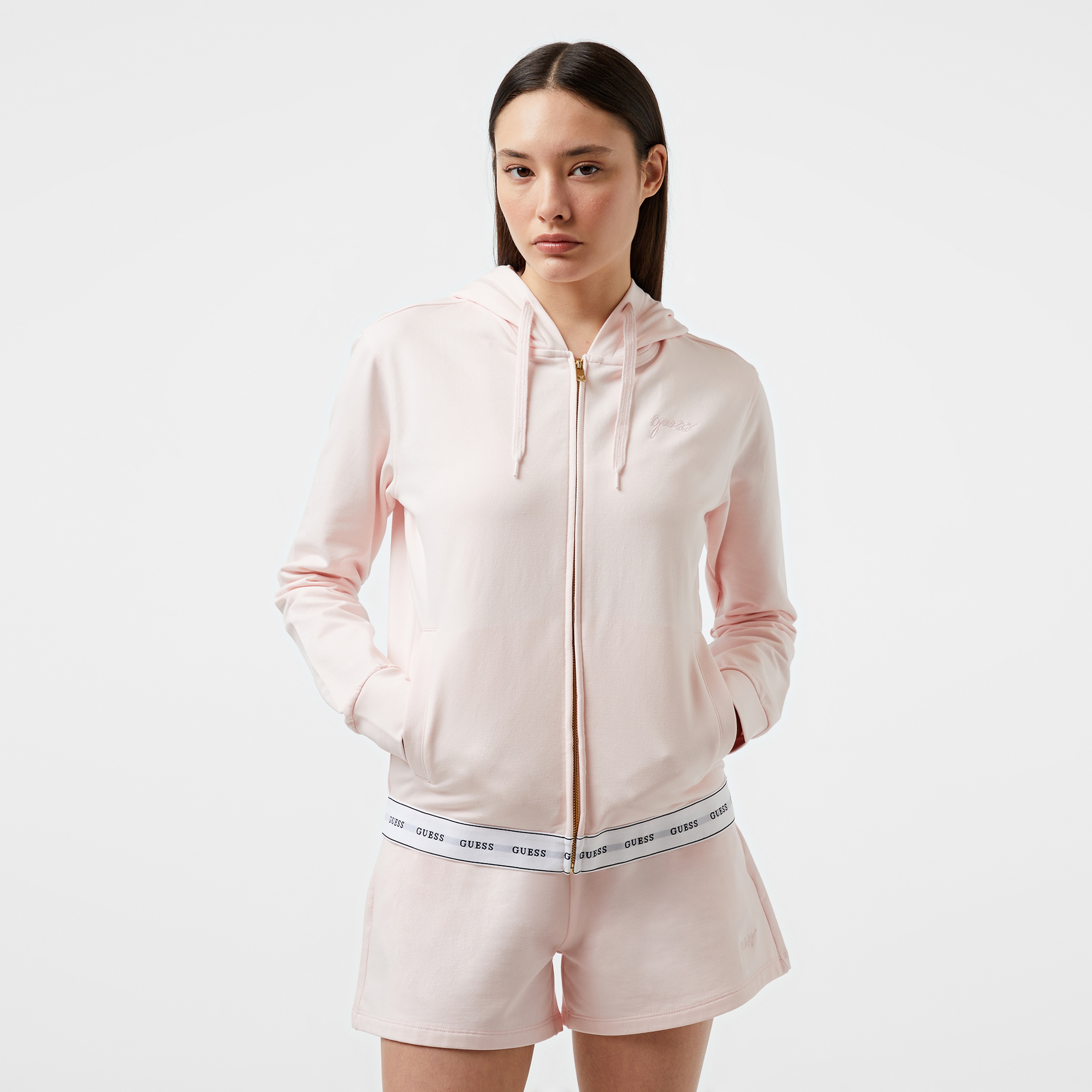 Guess Carrie Zip Org. Co Cozy Fleece 250 Kadın Pembe Pijama Üstü