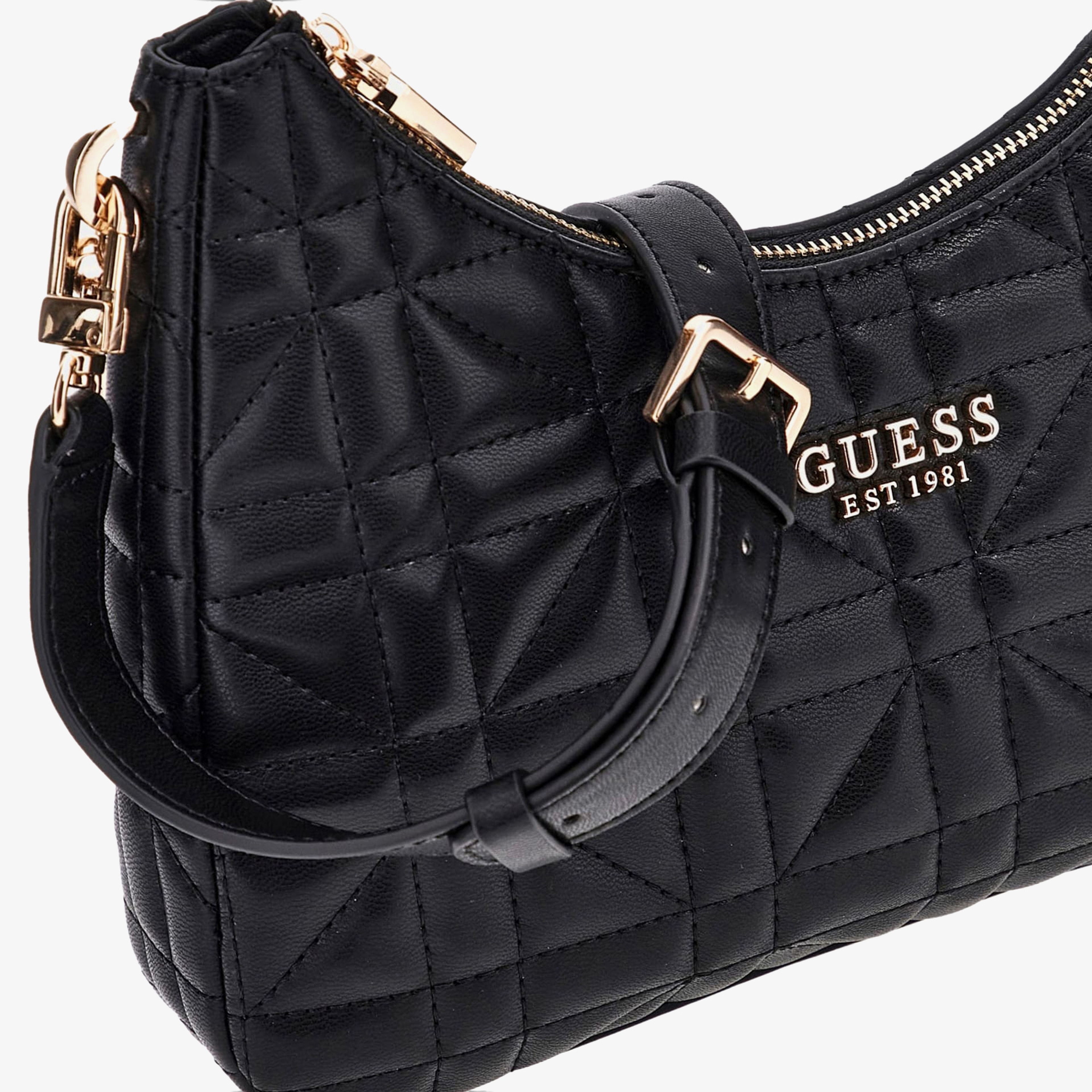 Guess Brera Triple  Prisma Top Handle Flap Kadın Siyah El Çantası