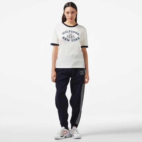 Tommy Hilfiger Varsity Regular Kadın Mavi Eşofman Altı