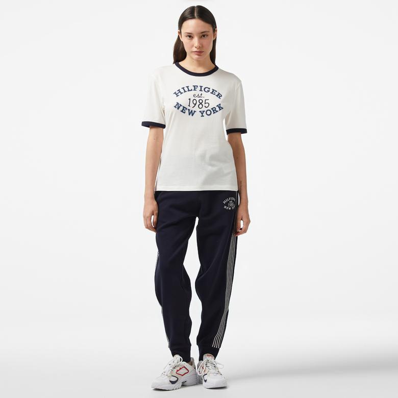 Tommy Hilfiger Varsity Regular Kadın Mavi Eşofman Altı