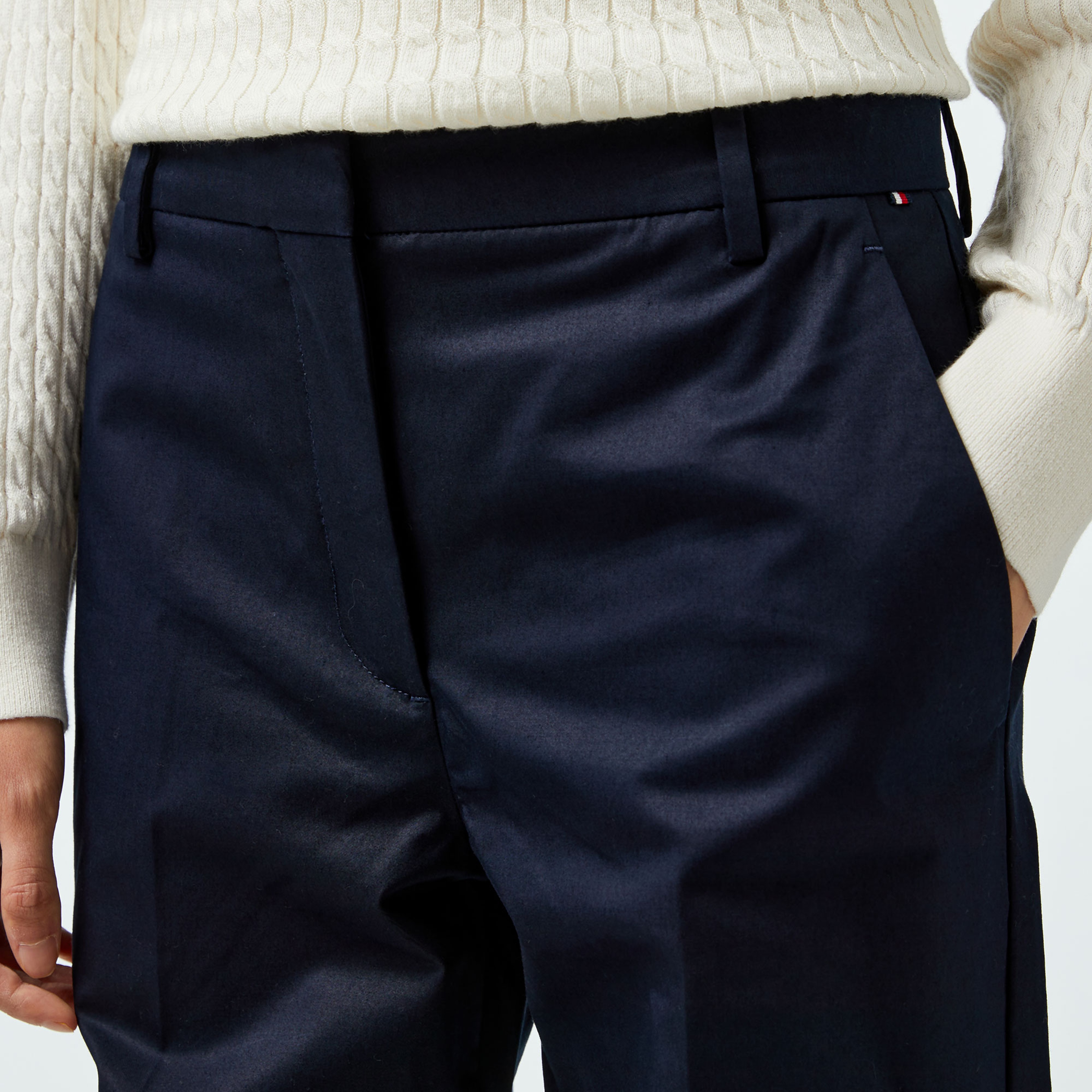 Tommy Hilfiger Slim Straight Kadın Mavi Chino Pantolon
