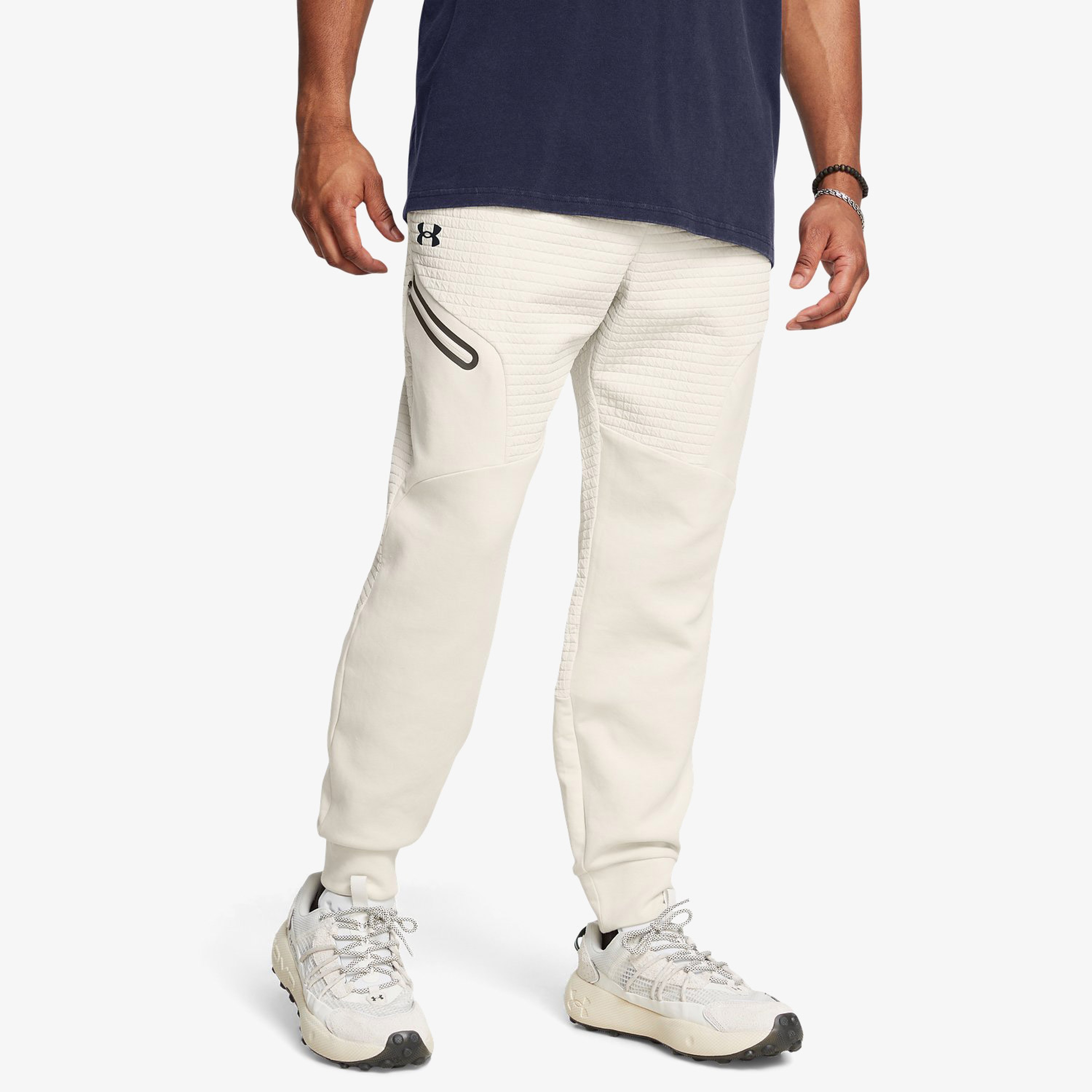 Under Armour Unstoppable Fleece Grid Erkek Beyaz Eşofman Altı