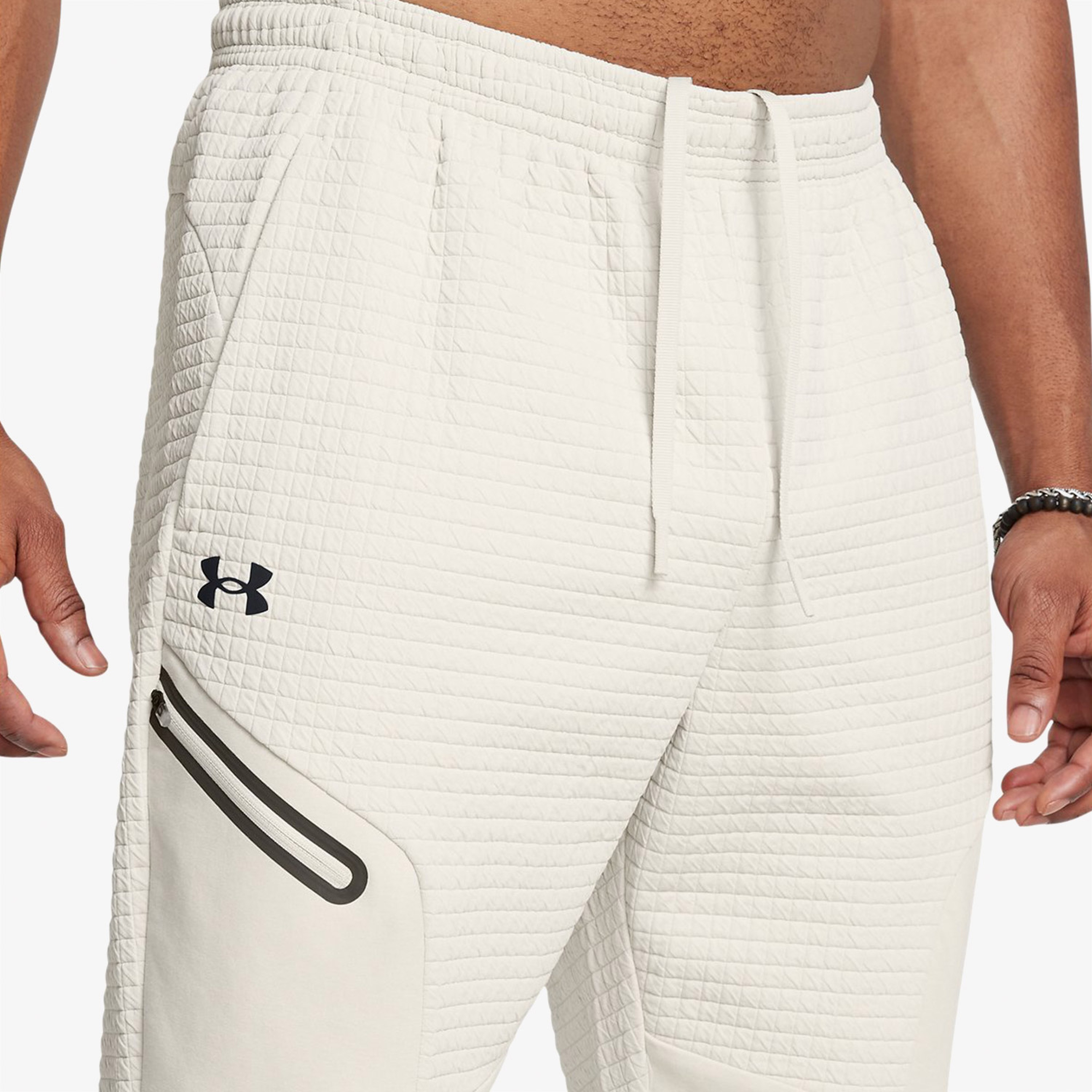 Under Armour Unstoppable Fleece Grid Erkek Beyaz Eşofman Altı