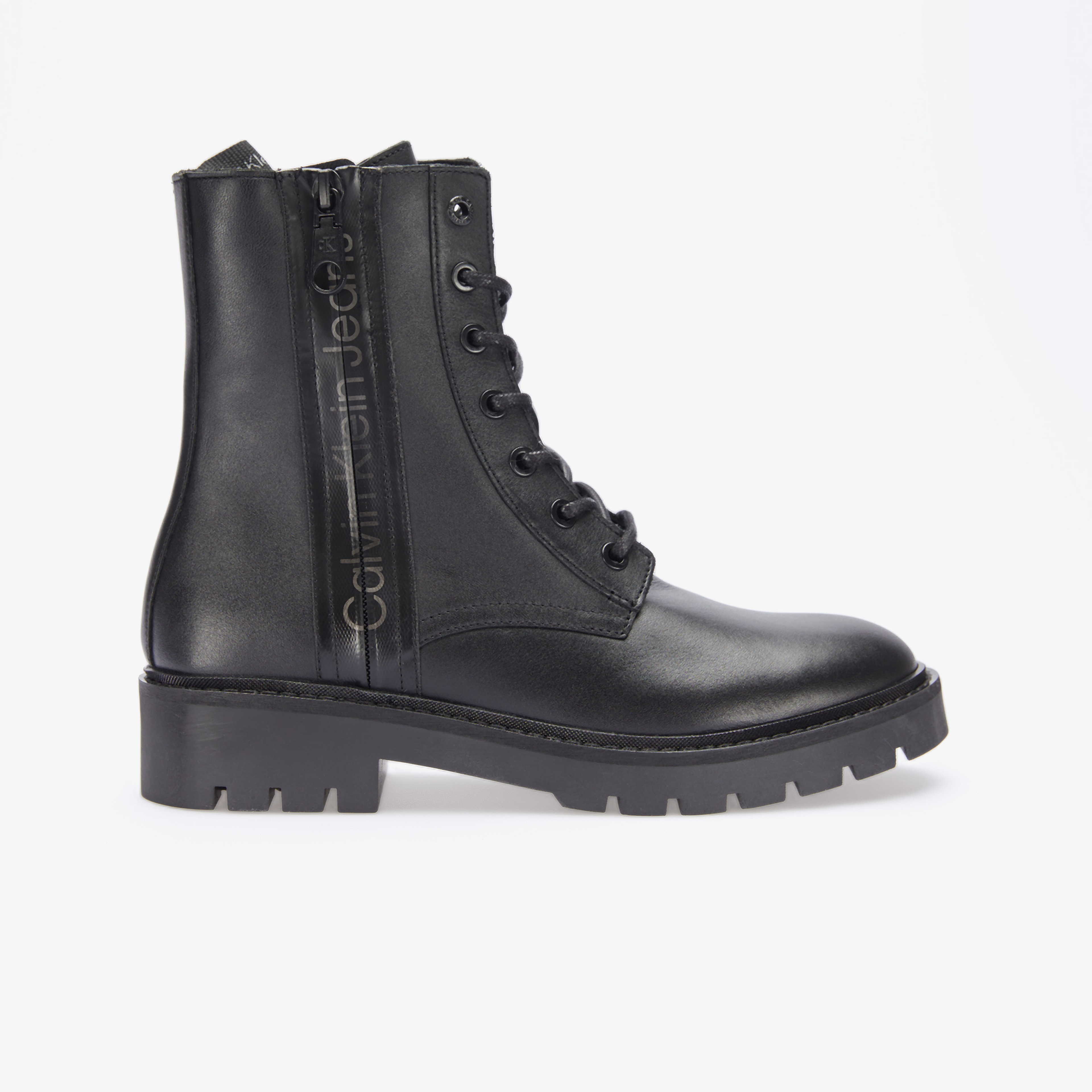 Calvin Klein Jeans Combat Mıd Laceup Boot Zip Kadın Siyah Yağmur Botu