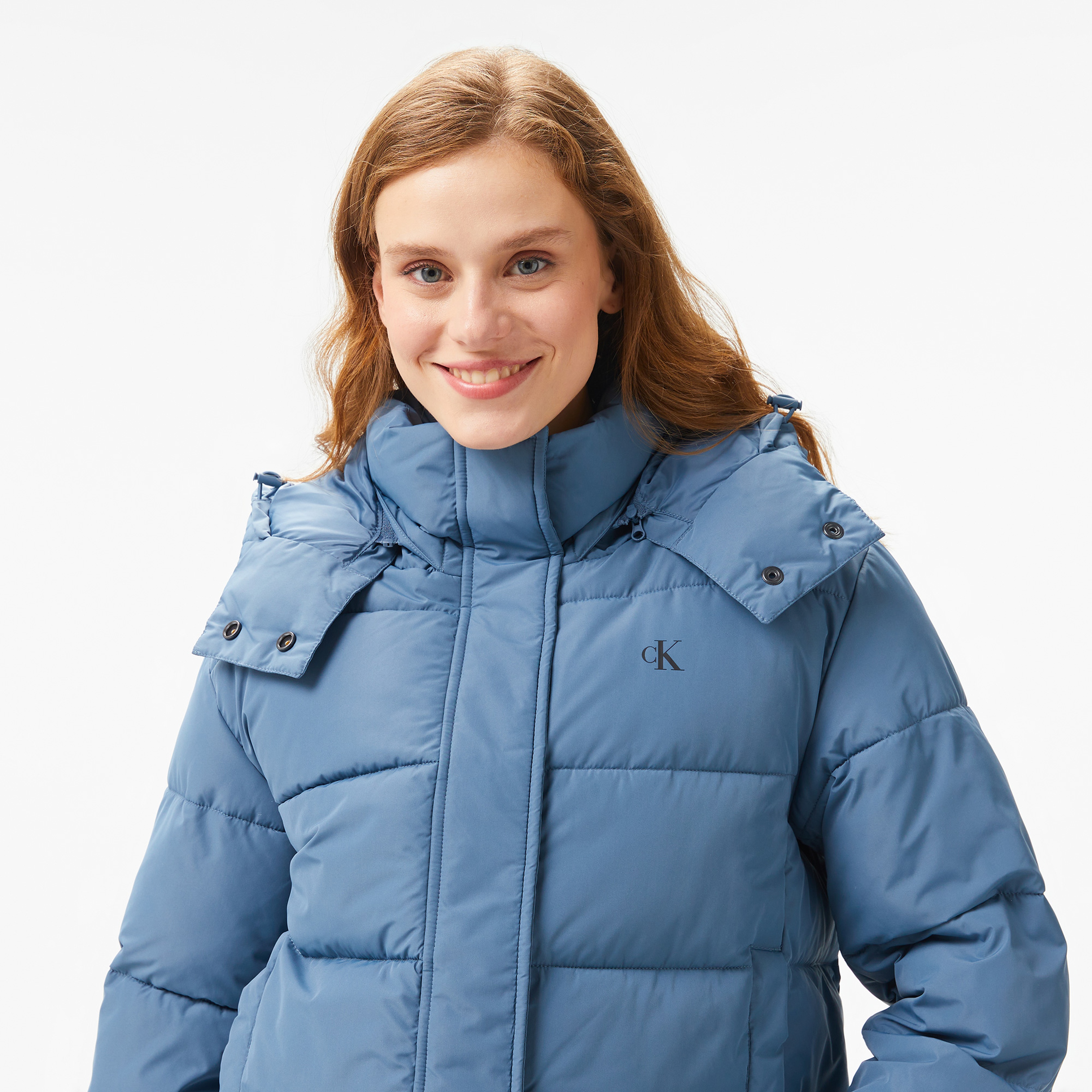 Calvin Klein Jeans Matte Monologo Nd Short Puffer Kadın Lacivert Ceket
