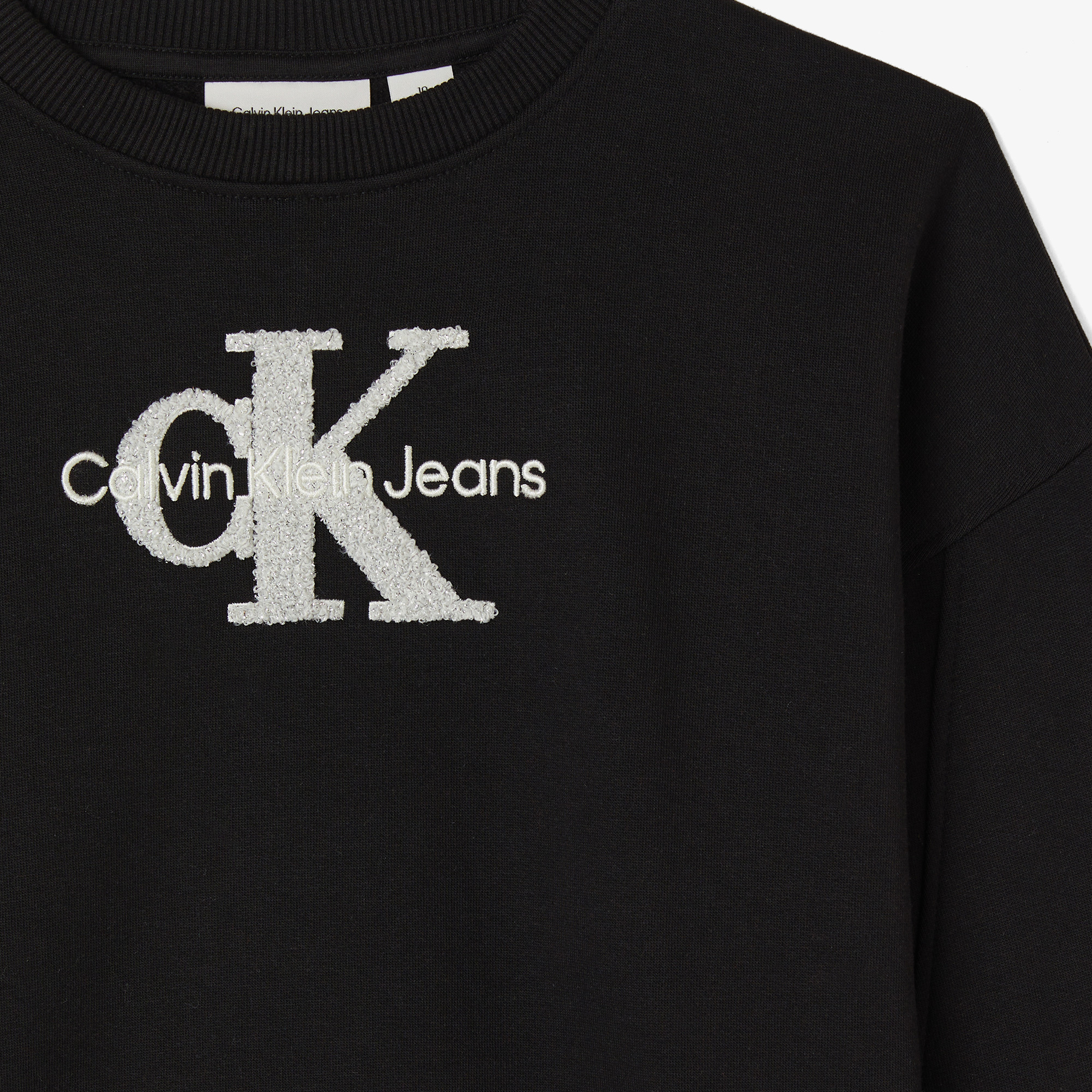 Calvin Klein Jeans Teddy Monologo Fleece Çocuk Siyah Sweatshirt