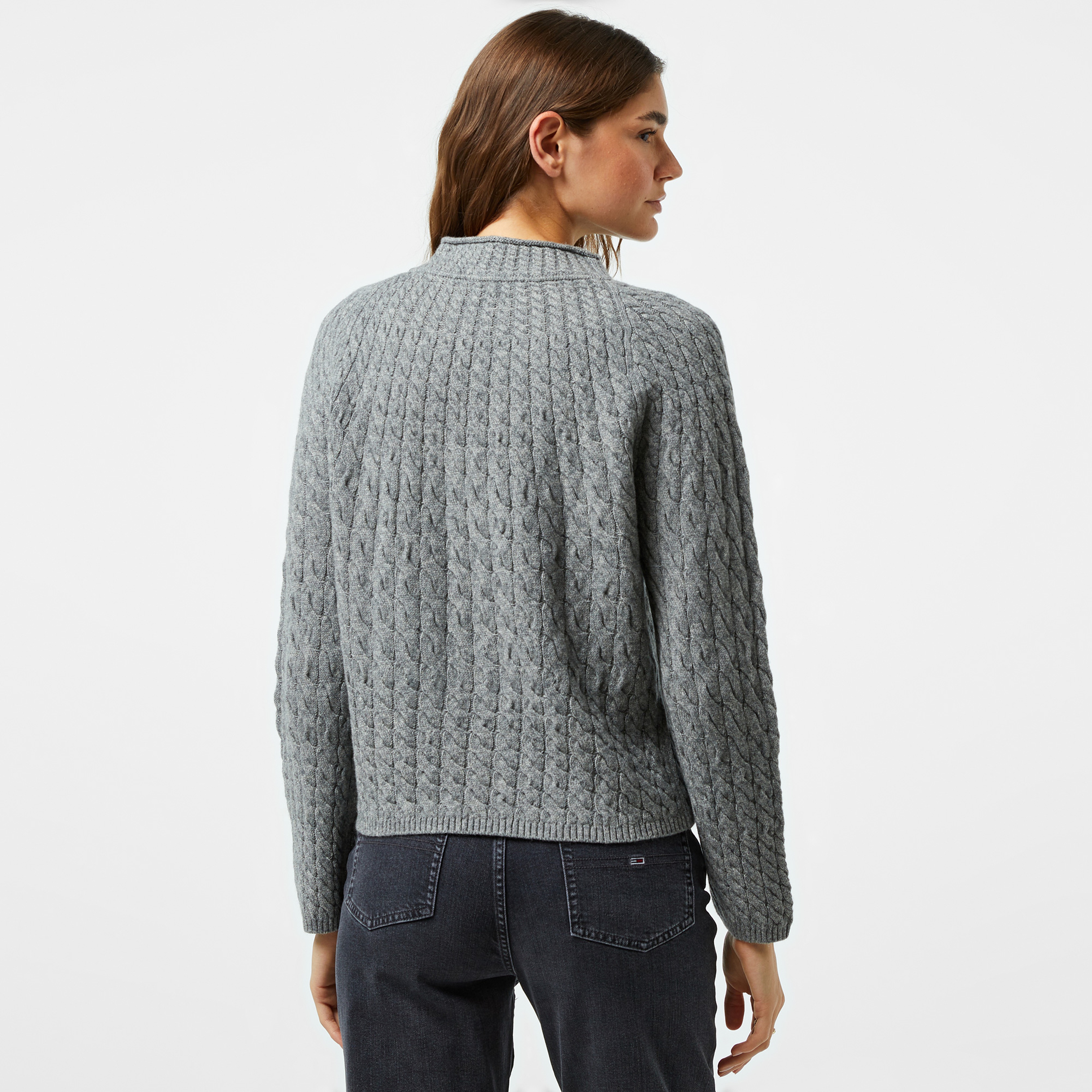 Tommy Hilfiger Wool Blend Cable Kadın Gri Kazak