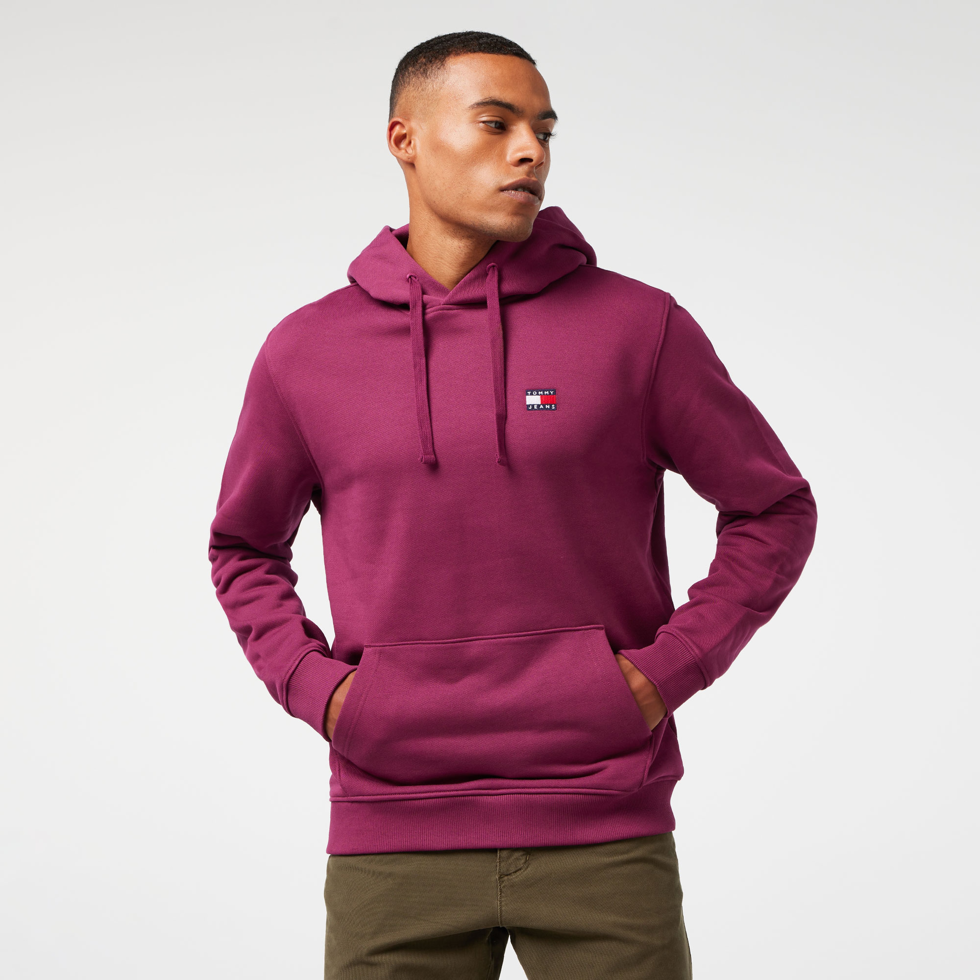 Tommy Hilfiger Jeans Badge Erkek Mor Hoodie