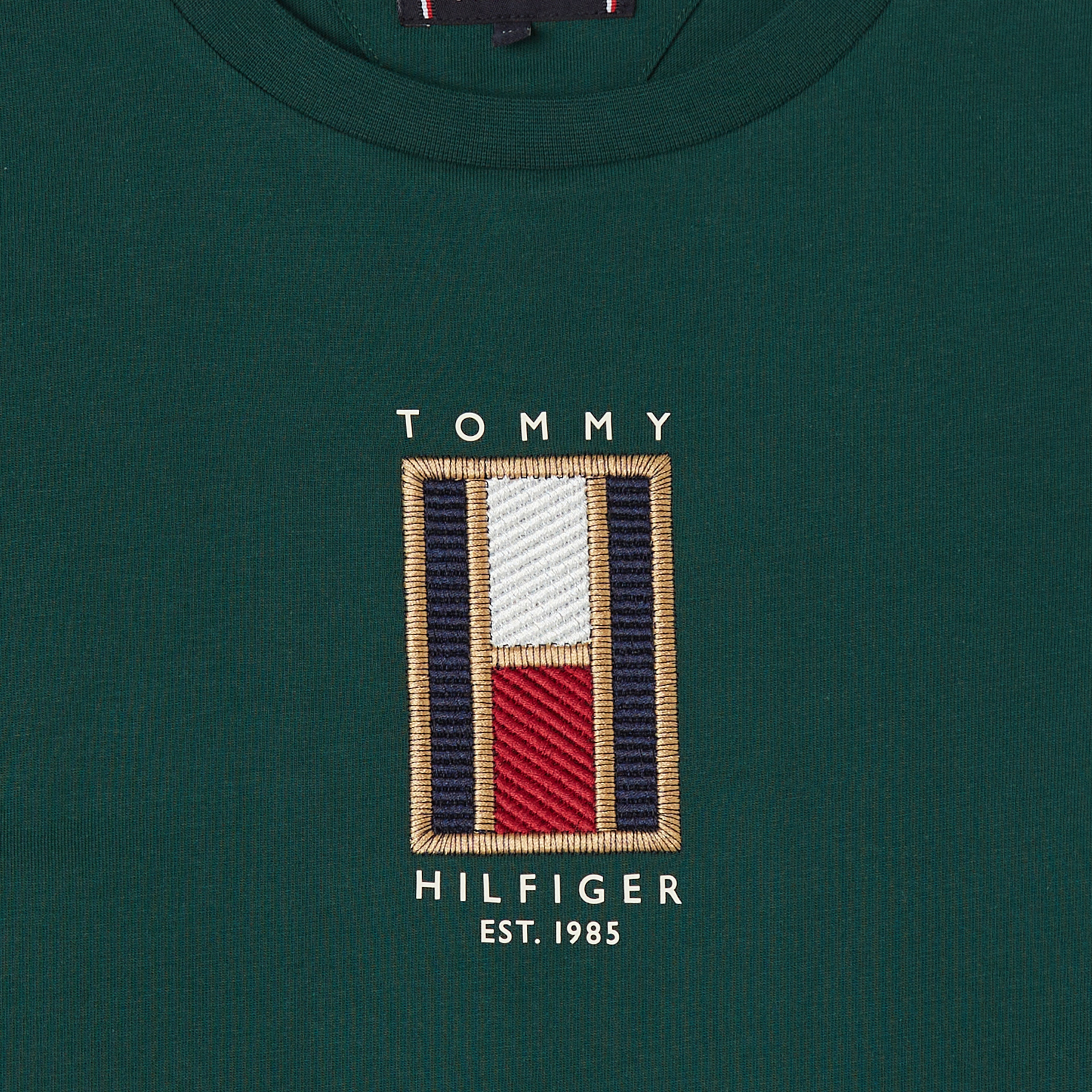 Tommy Hilfiger Flag Embroıdered Çocuk Yeşil T-Shirt
