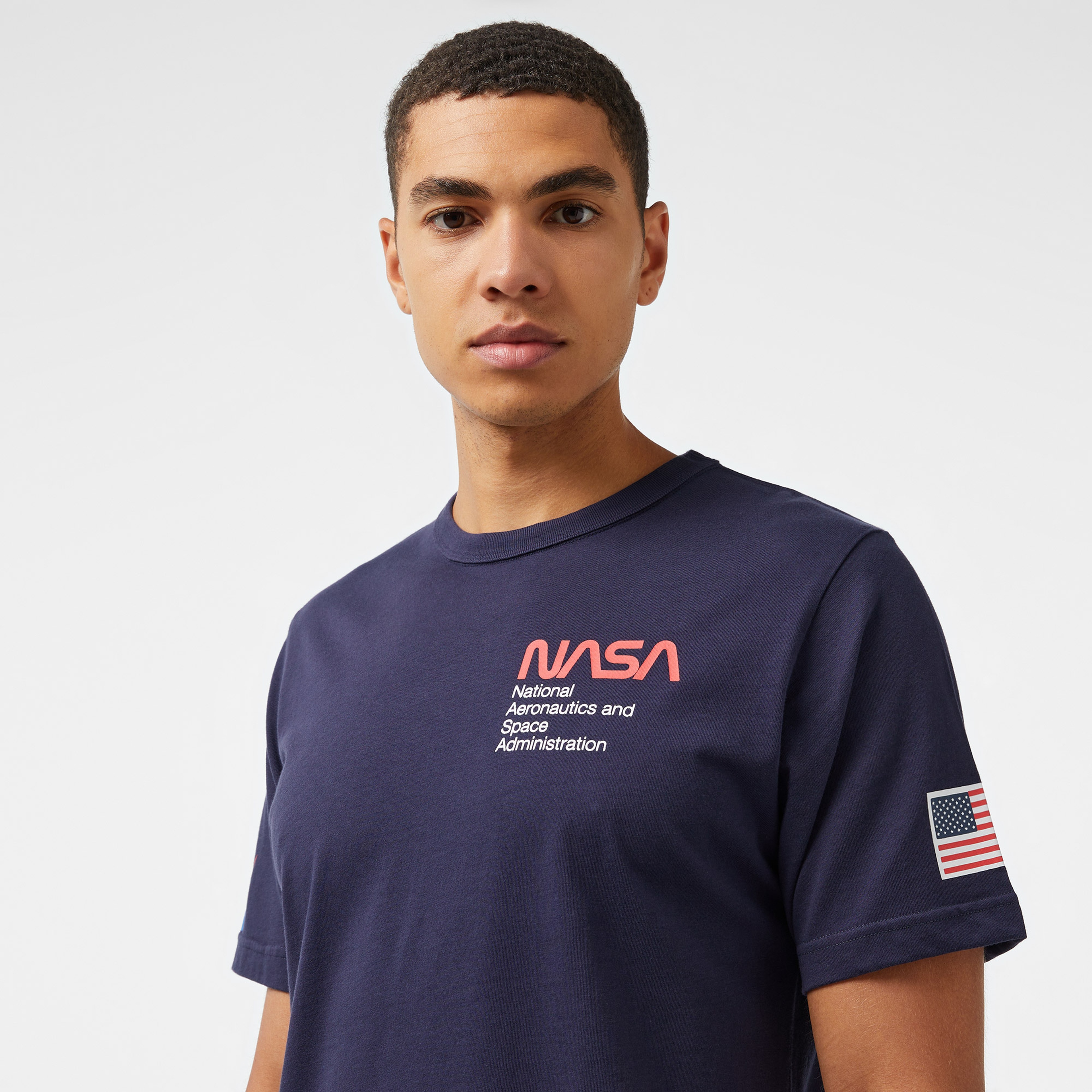 Alpha Industries Nasa Worm Logo Unisex Mavi T-Shirt