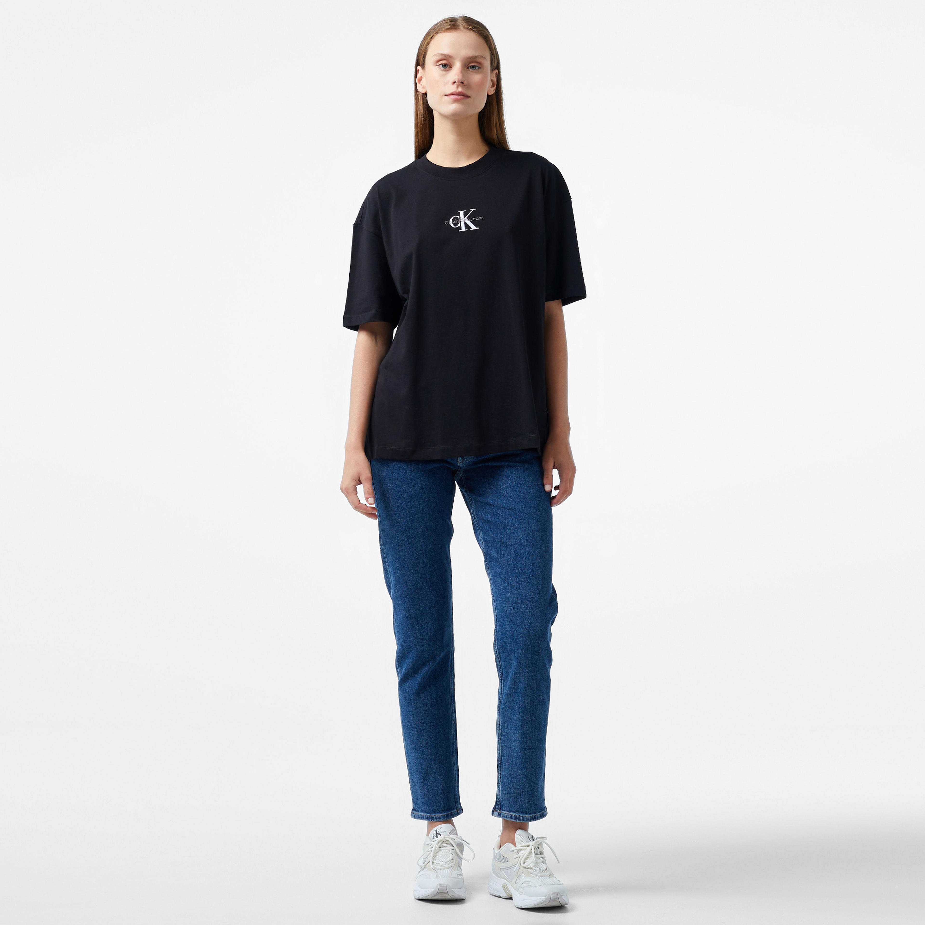 Calvin Klein Jeans Monologo Boyfriend Kadın Siyah T-Shirt