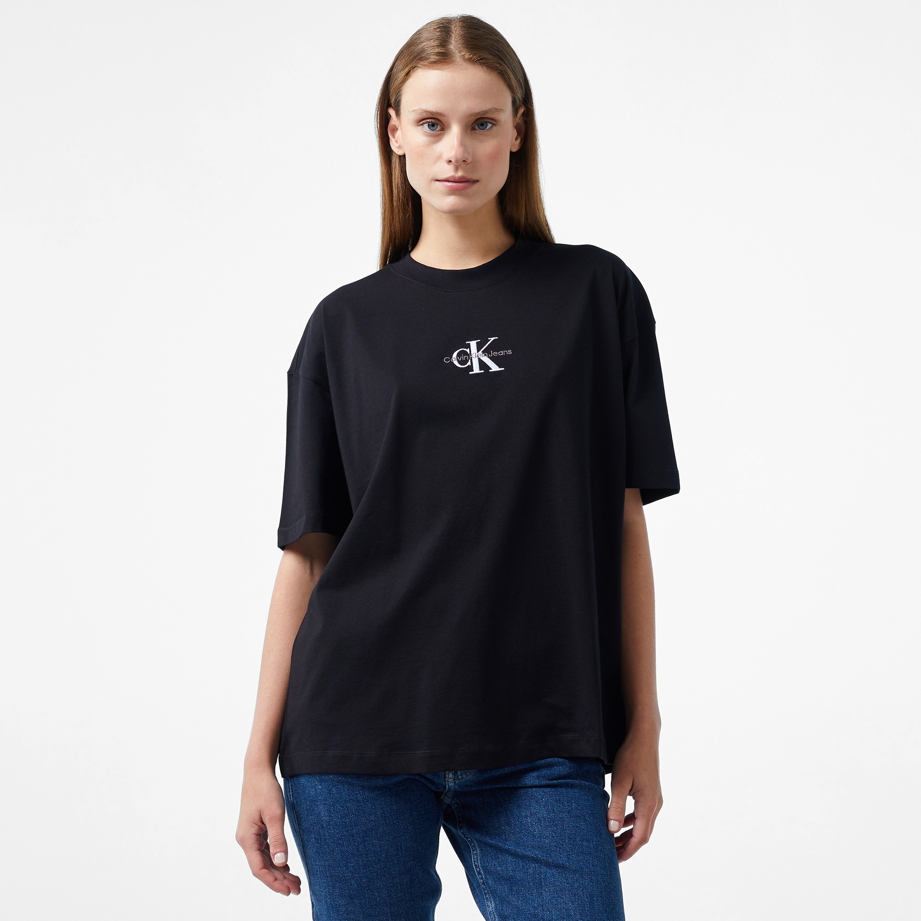 Calvin Klein Jeans Monologo Boyfriend Kadın Siyah T-Shirt