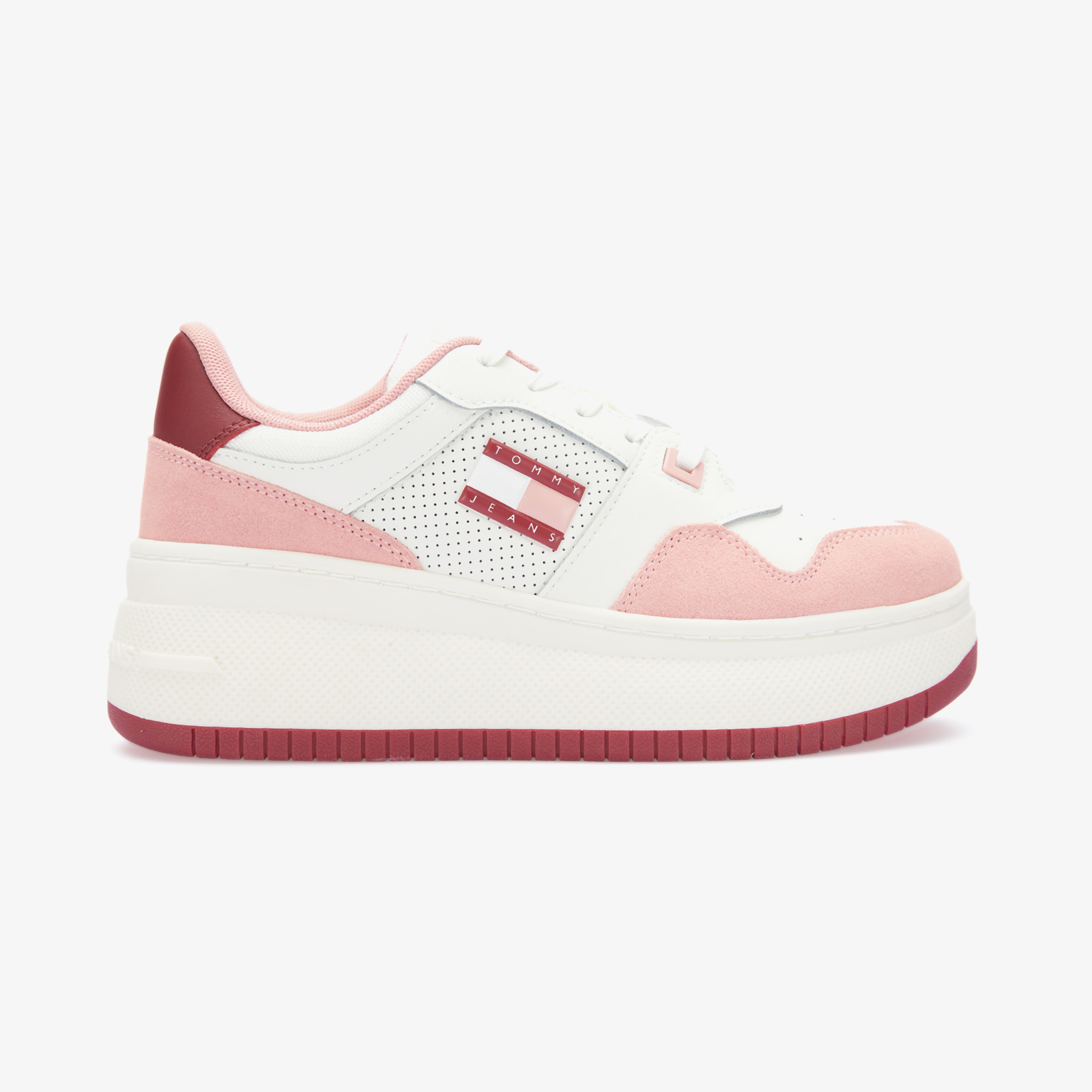 Tommy Hilfiger Jeans Retro Basket Flatform Mix Kadın Pembe Spor Ayakkabı