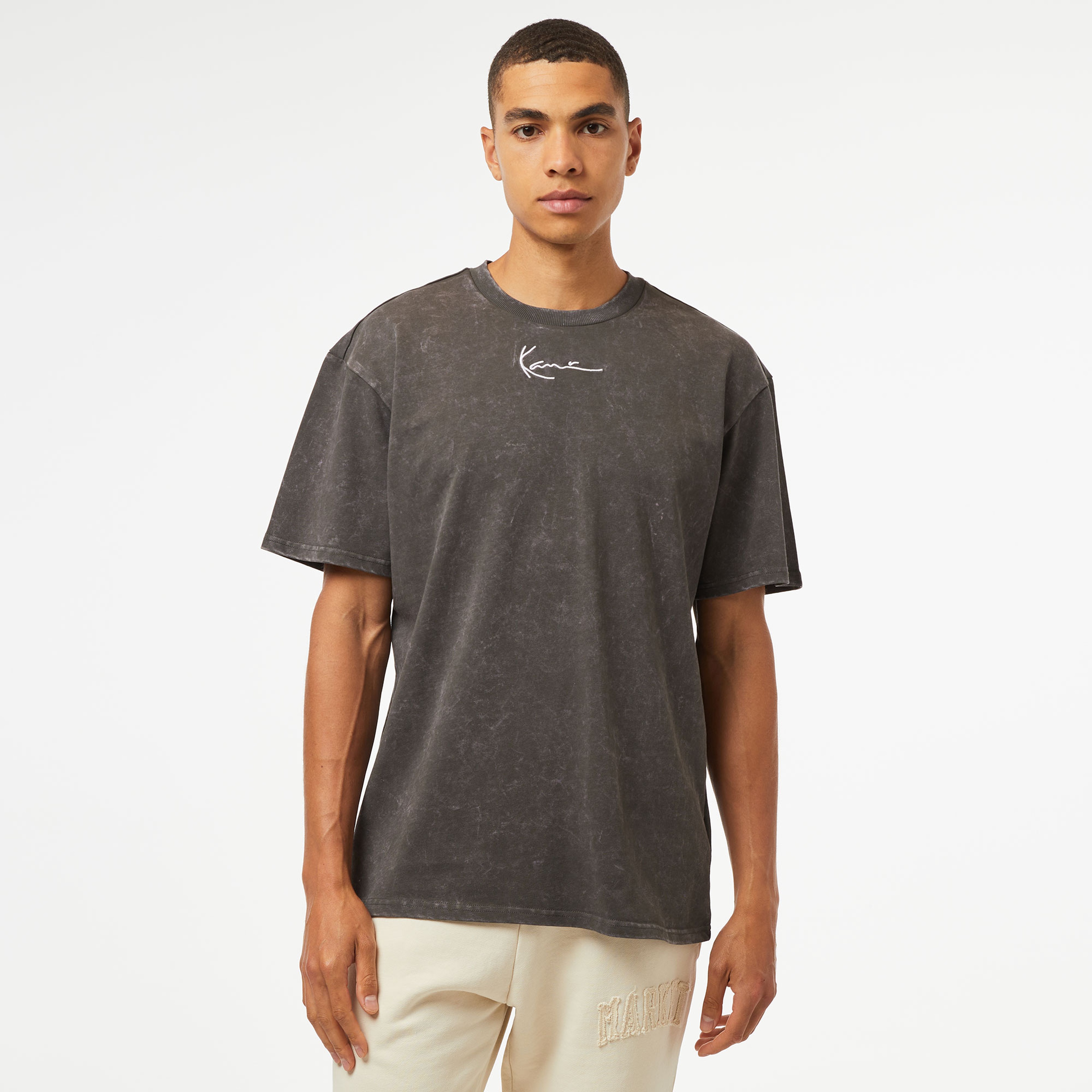 Karl Kani Sml. Sign. Washed Heavy Jersey Skull Erkek Gri T-Shirt