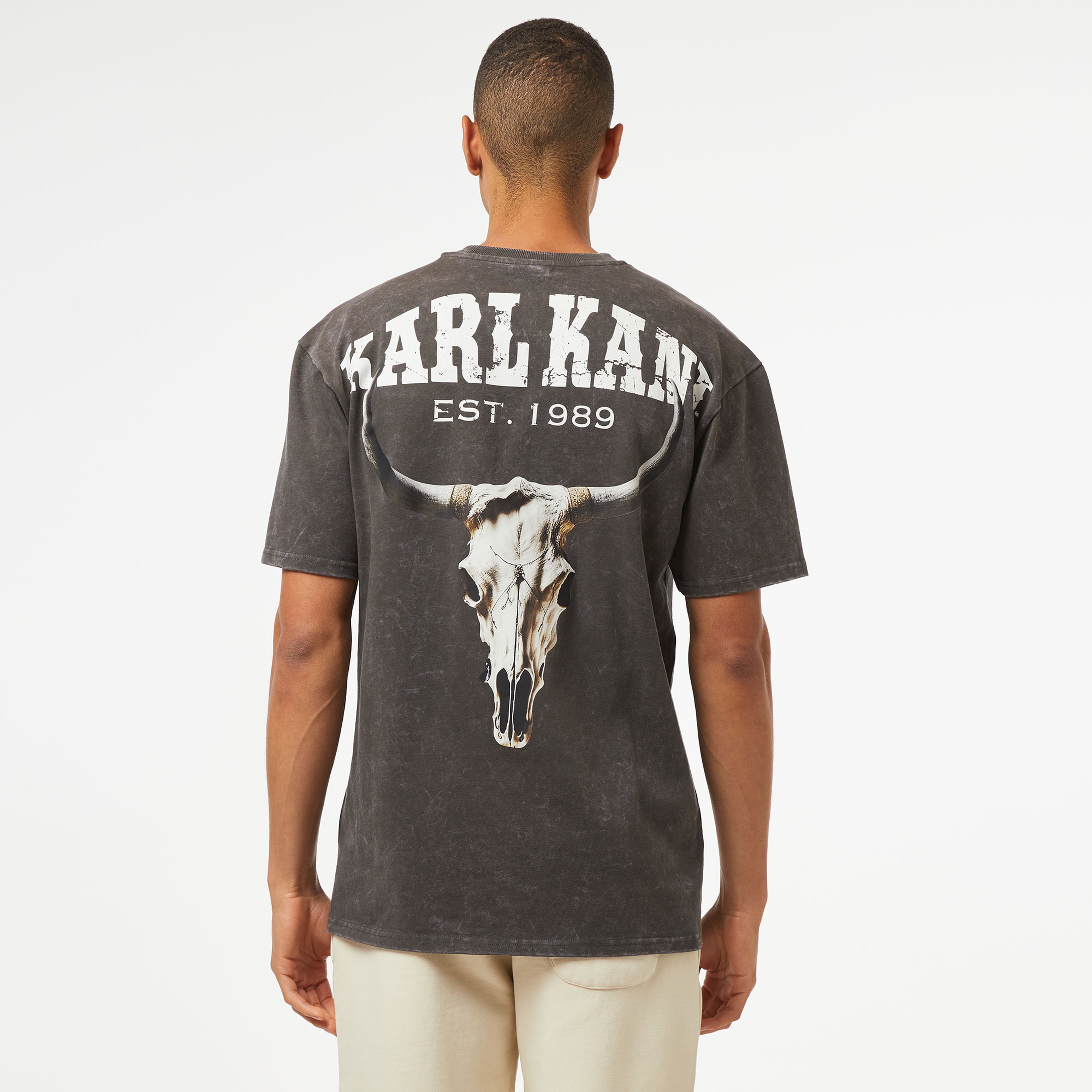 Karl Kani Sml. Sign. Washed Heavy Jersey Skull Erkek Gri T-Shirt