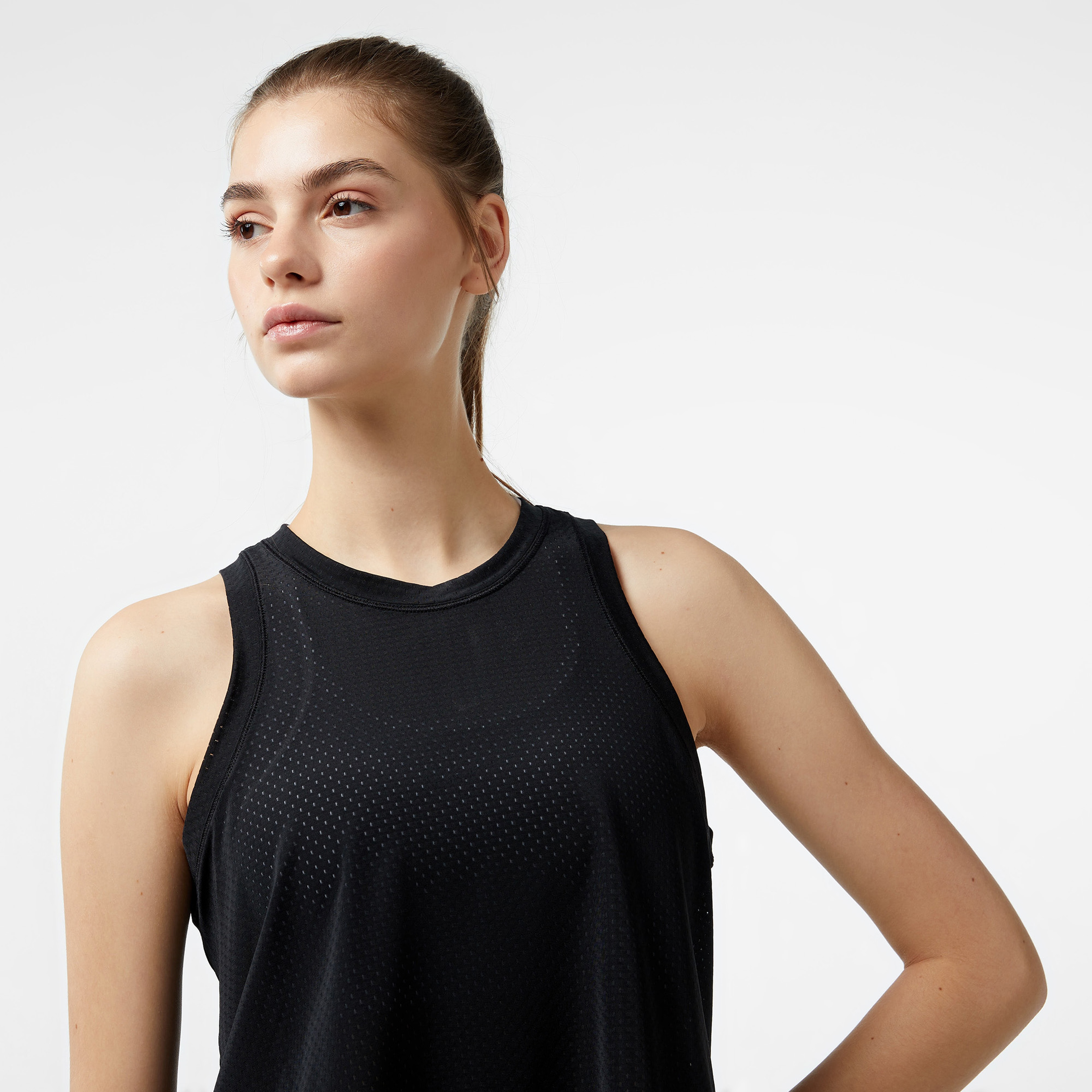 Nike Dri-Fit One Classic Breathable Kadın Siyah Kolsuz T-Shirt